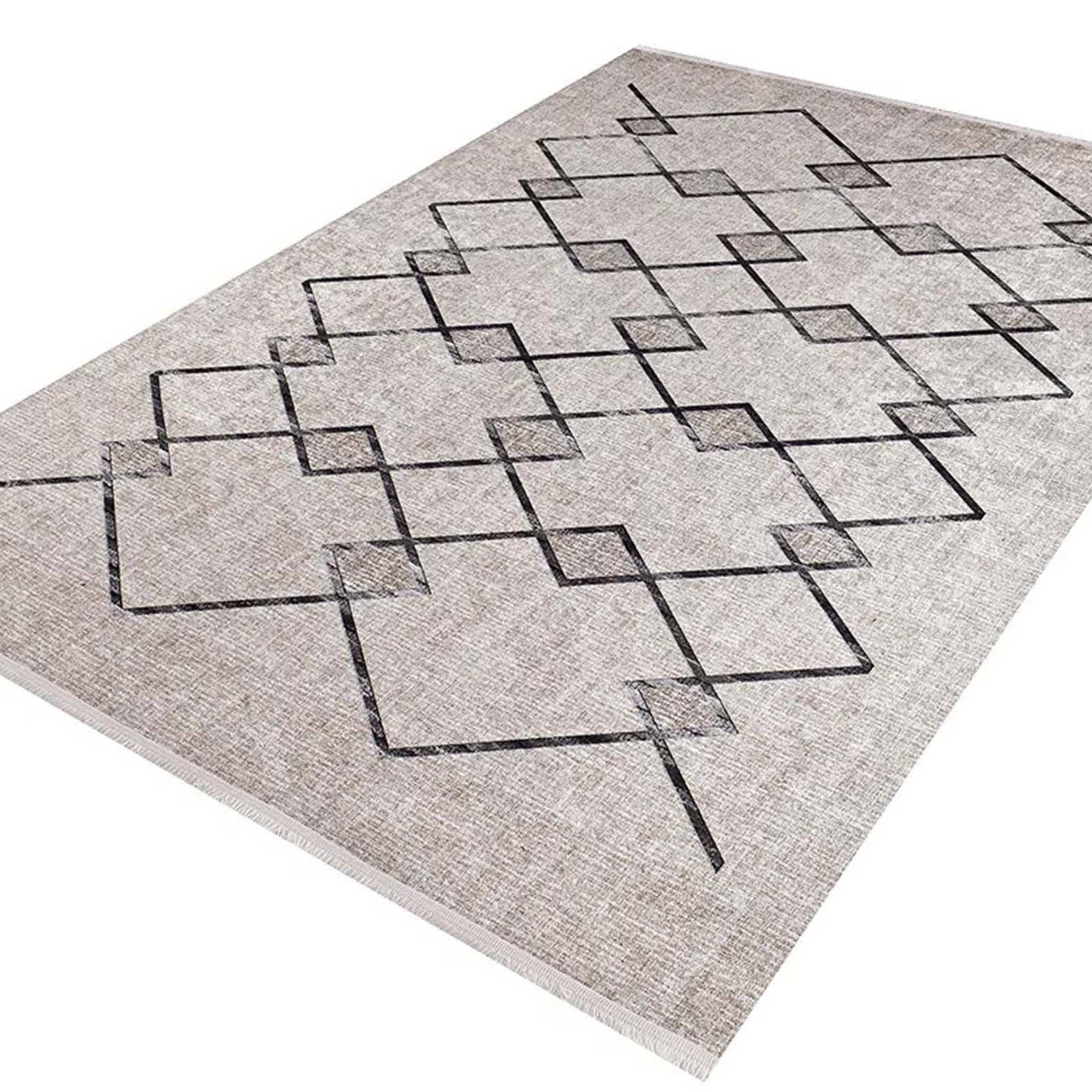 Lora Turkish Boho Beige Geometric Rug