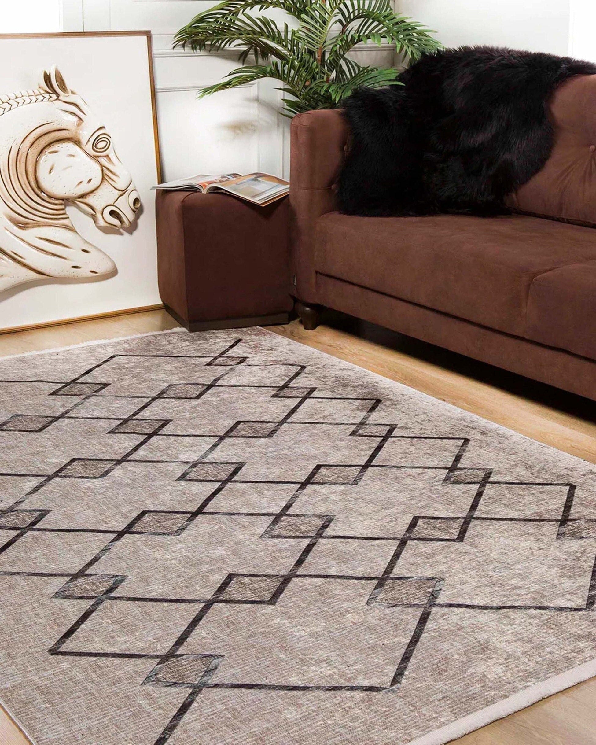 Lora Turkish Boho Beige Geometric Rug