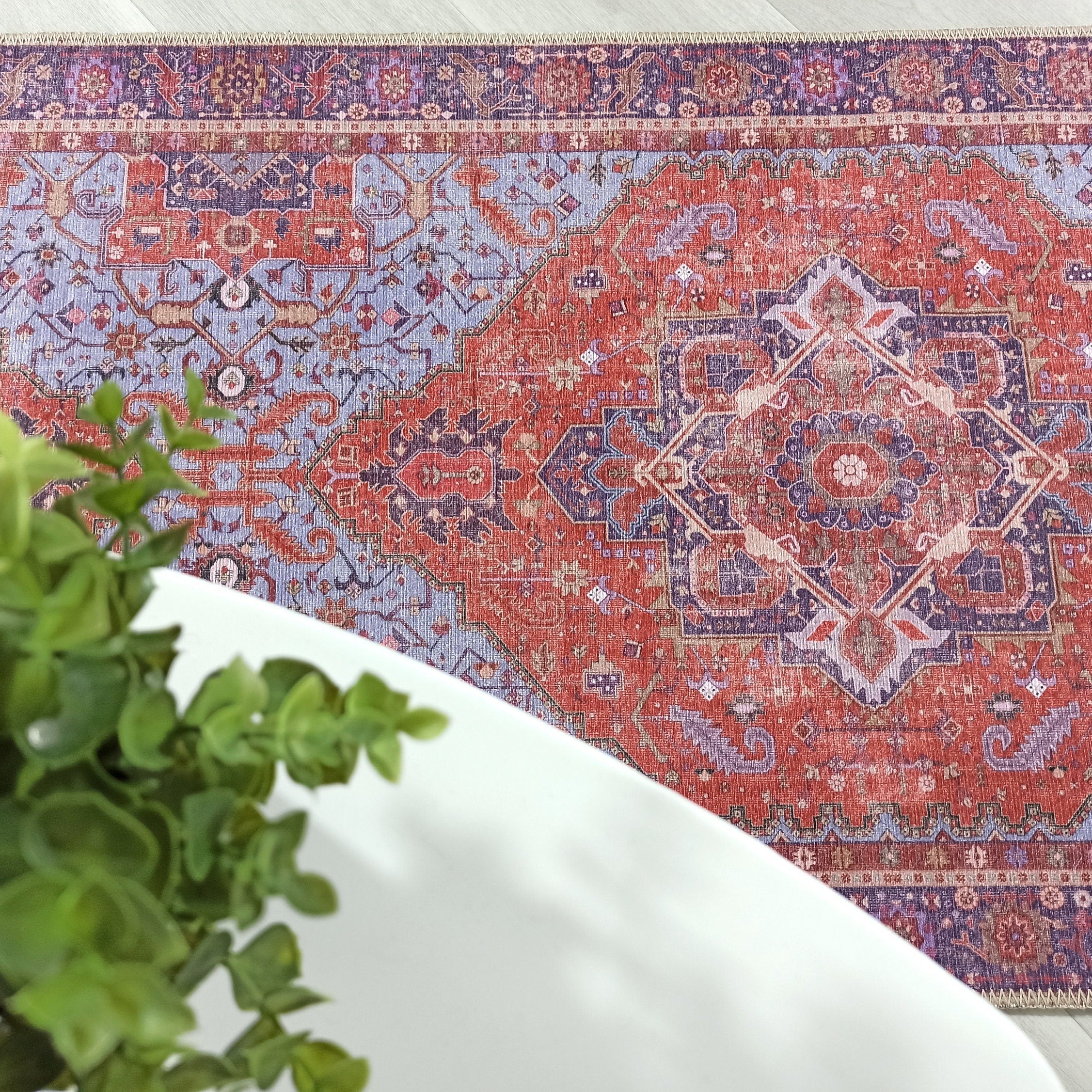 Lory Antique Red Blue Medallion Runner Rug