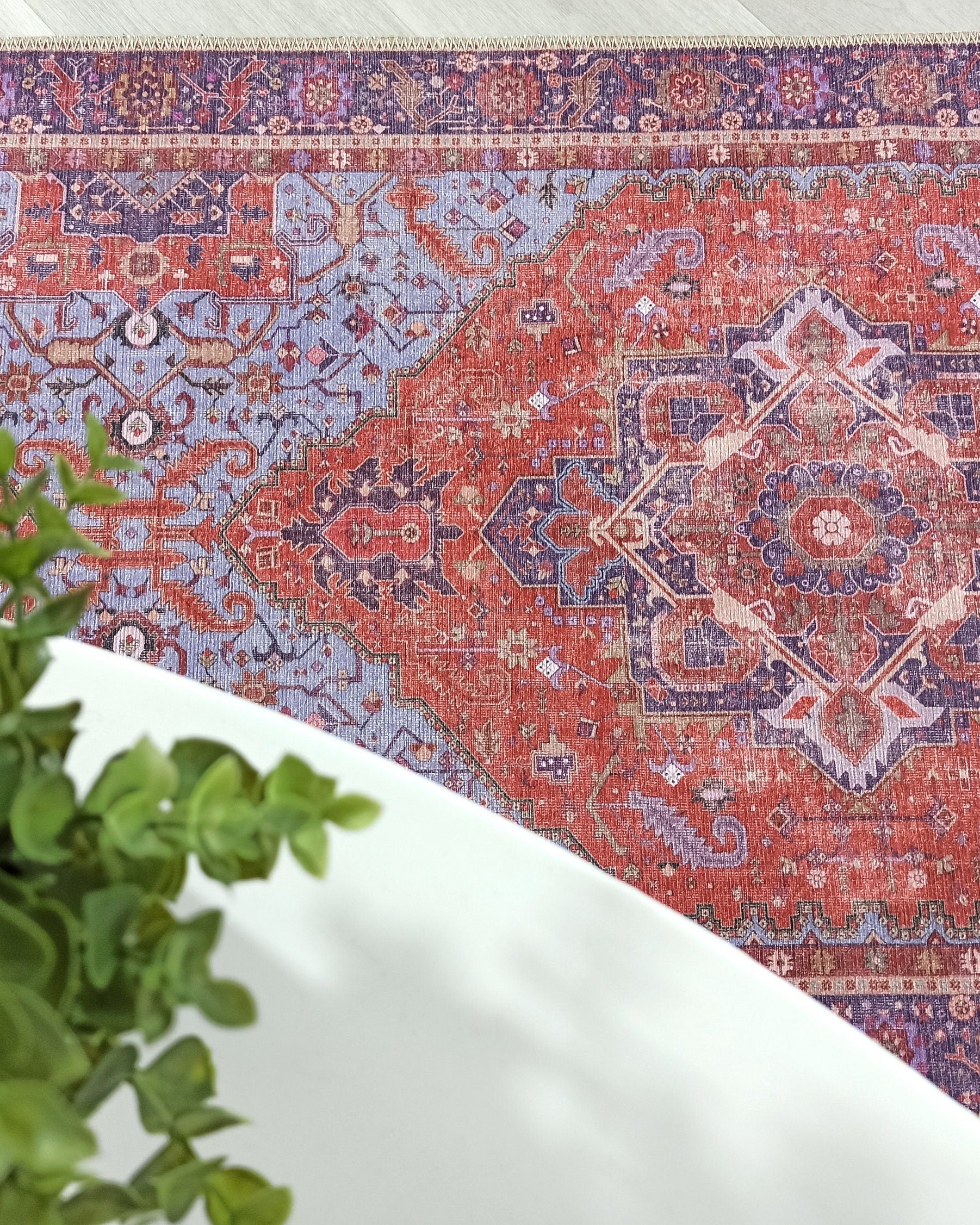 Lory Antique Red Blue Medallion Runner Rug