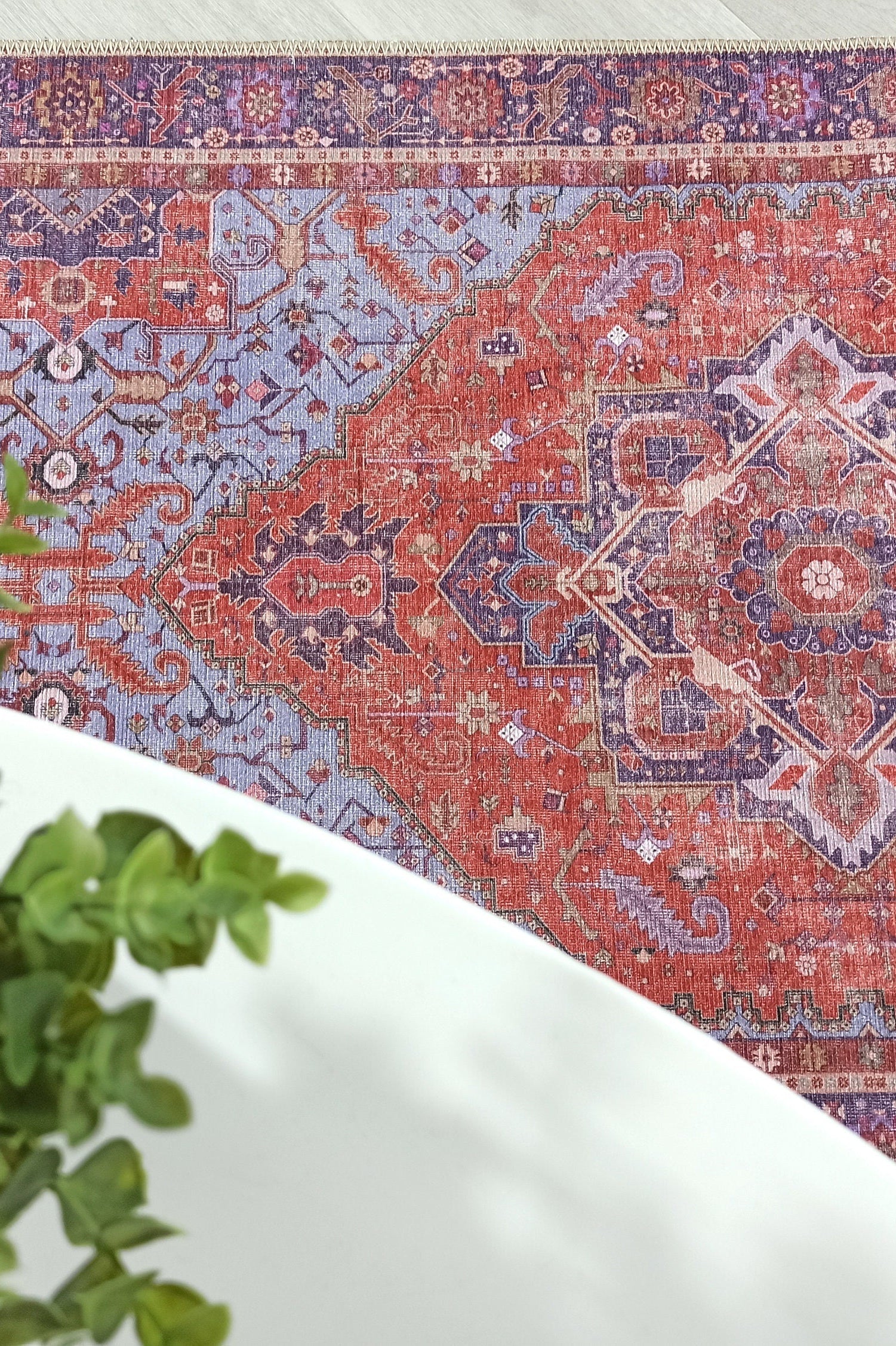 Lory Antique Red Blue Medallion Runner Rug