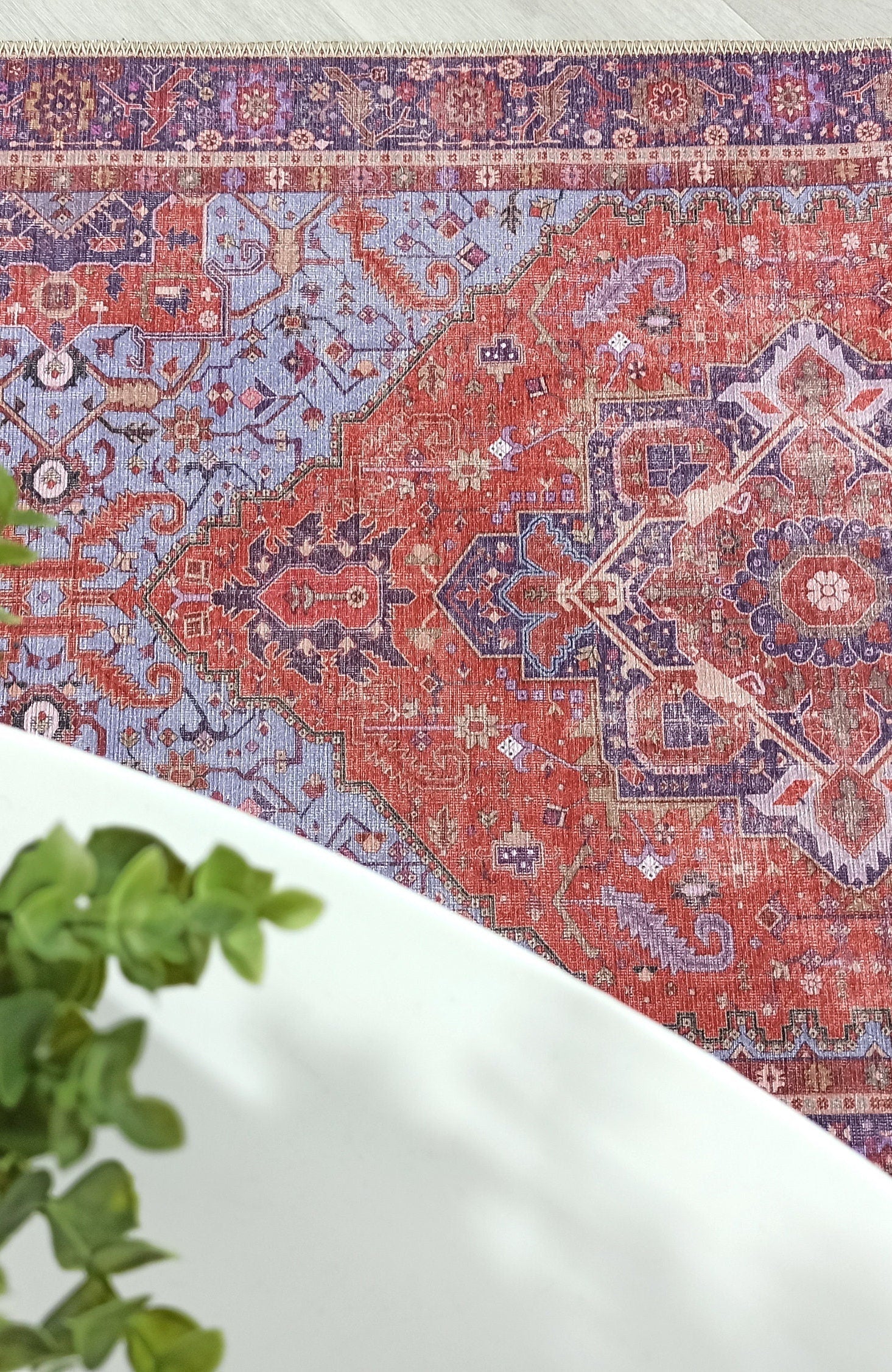 Lory Antique Red Blue Medallion Runner Rug