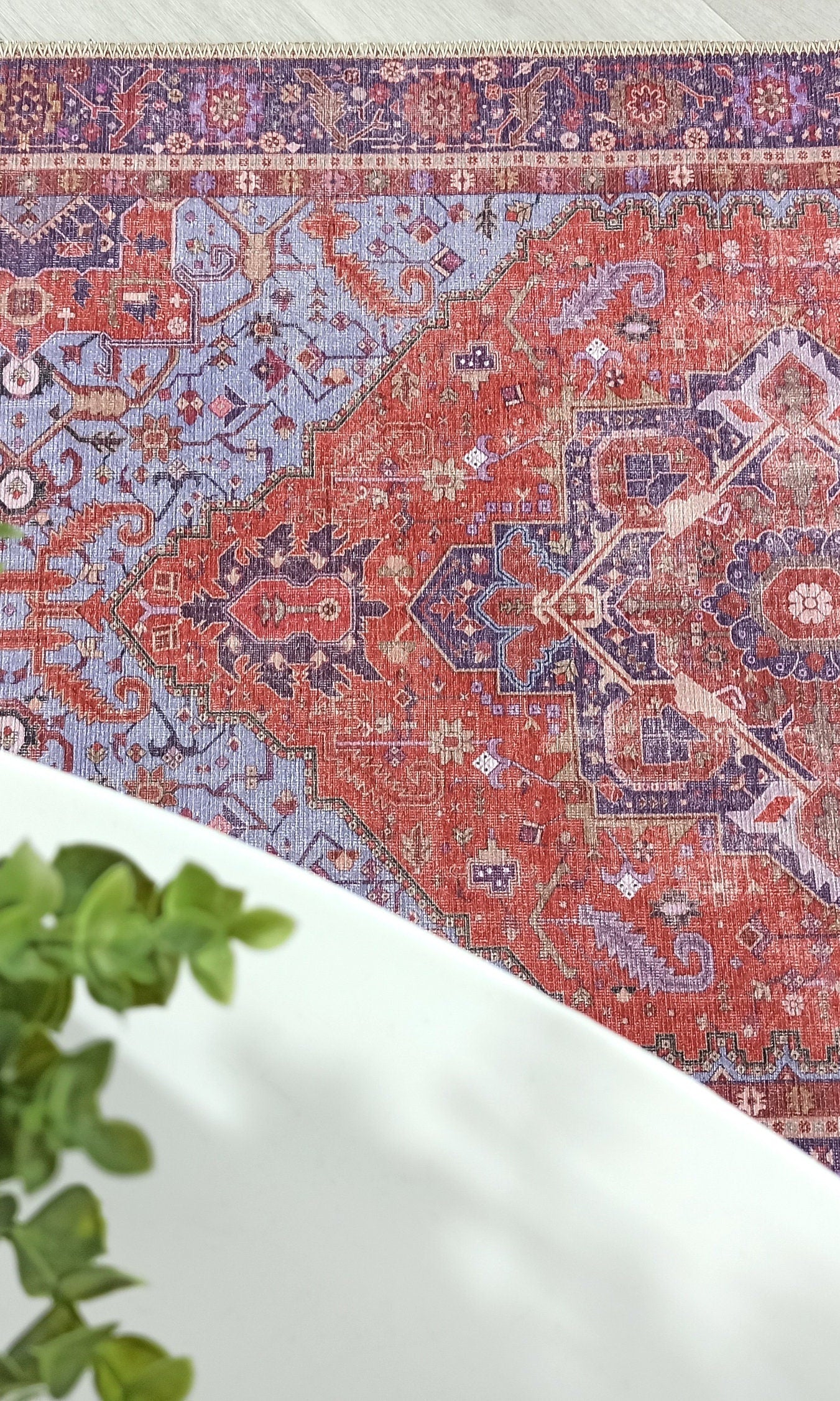 Lory Antique Red Blue Medallion Runner Rug