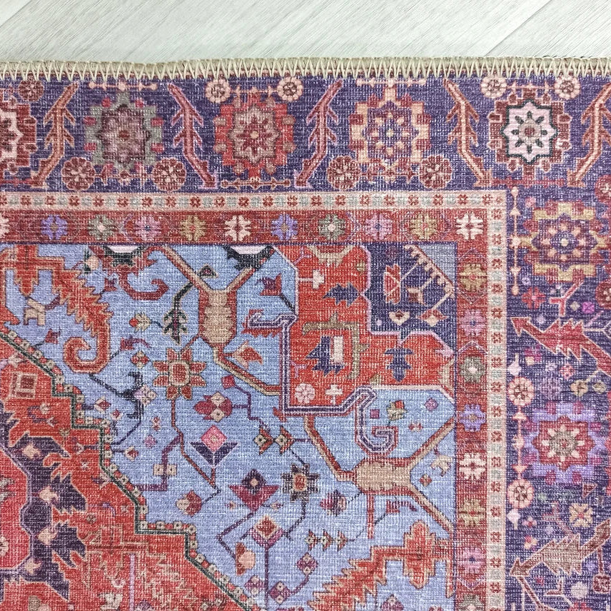 Lory Antique Red Blue Medallion Runner Rug