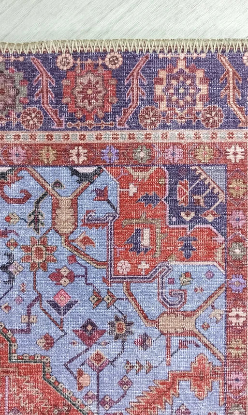 Lory Antique Red Blue Medallion Runner Rug