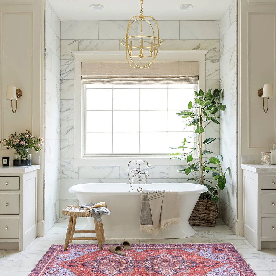 Lory Antique Red Blue Medallion Runner Rug