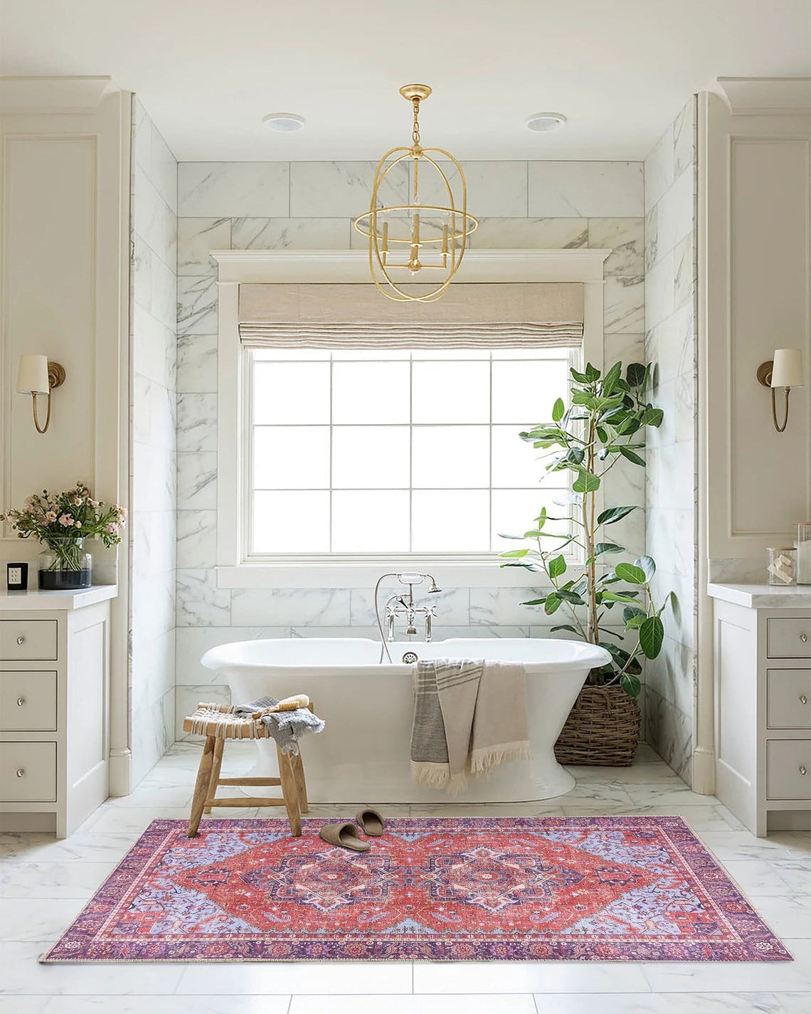 Lory Antique Red Blue Medallion Runner Rug