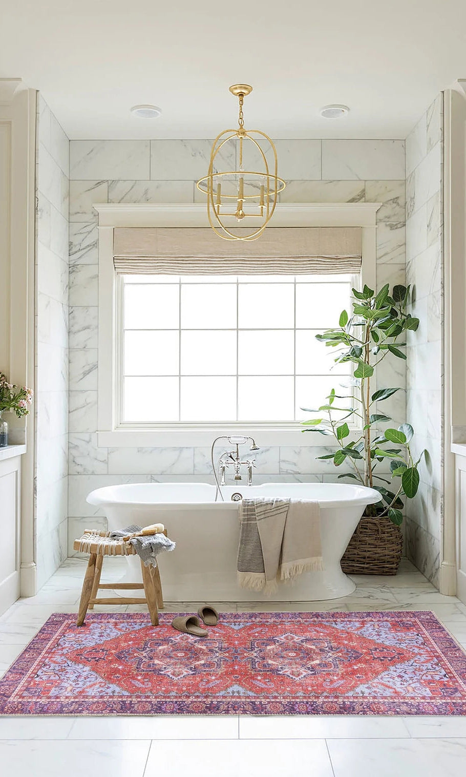 Lory Antique Red Blue Medallion Runner Rug