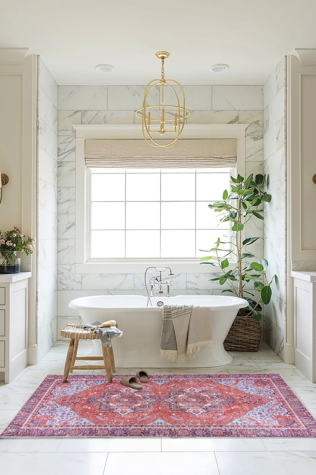 Lory Antique Red Blue Medallion Runner Rug