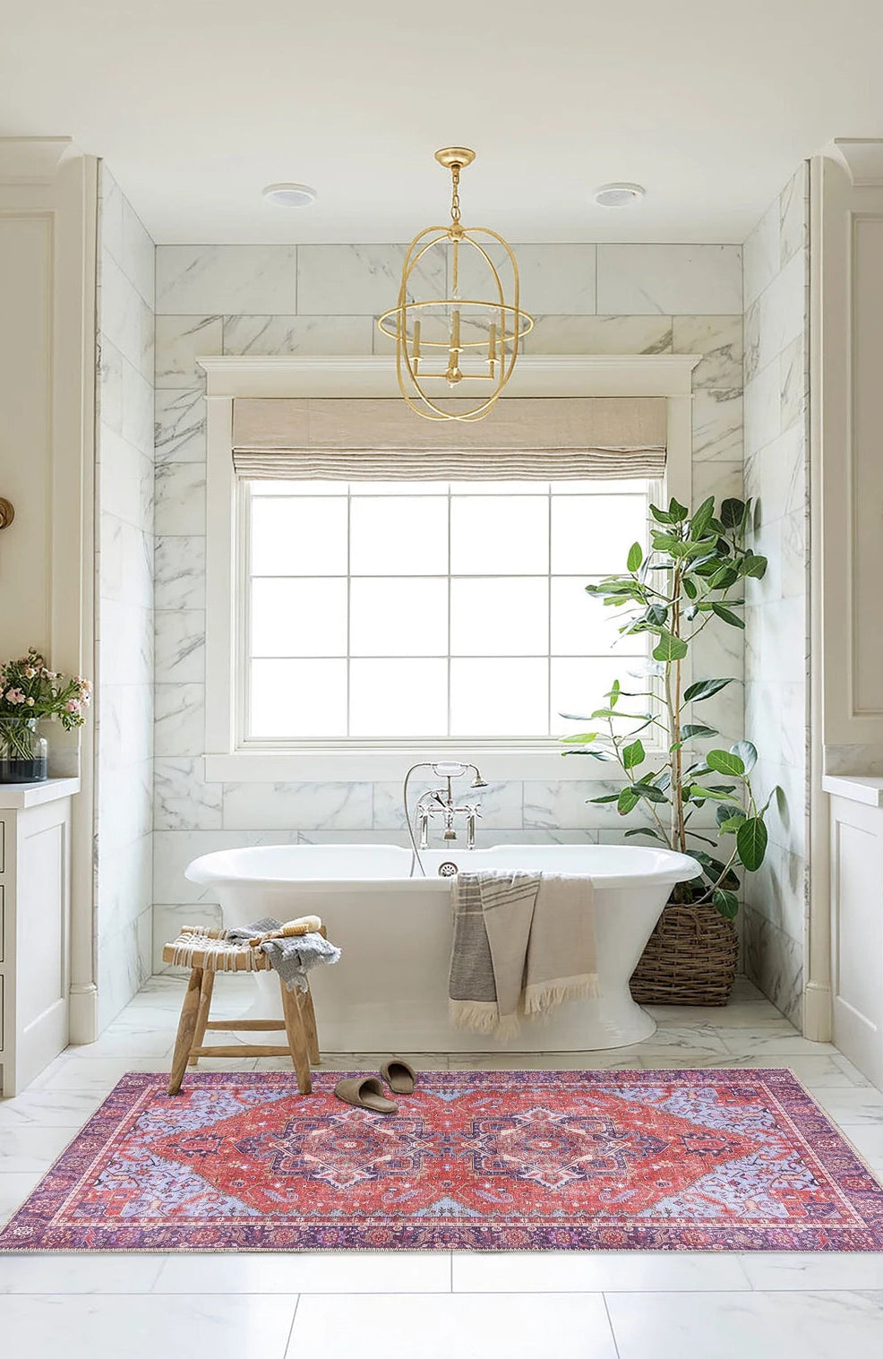 Lory Antique Red Blue Medallion Runner Rug