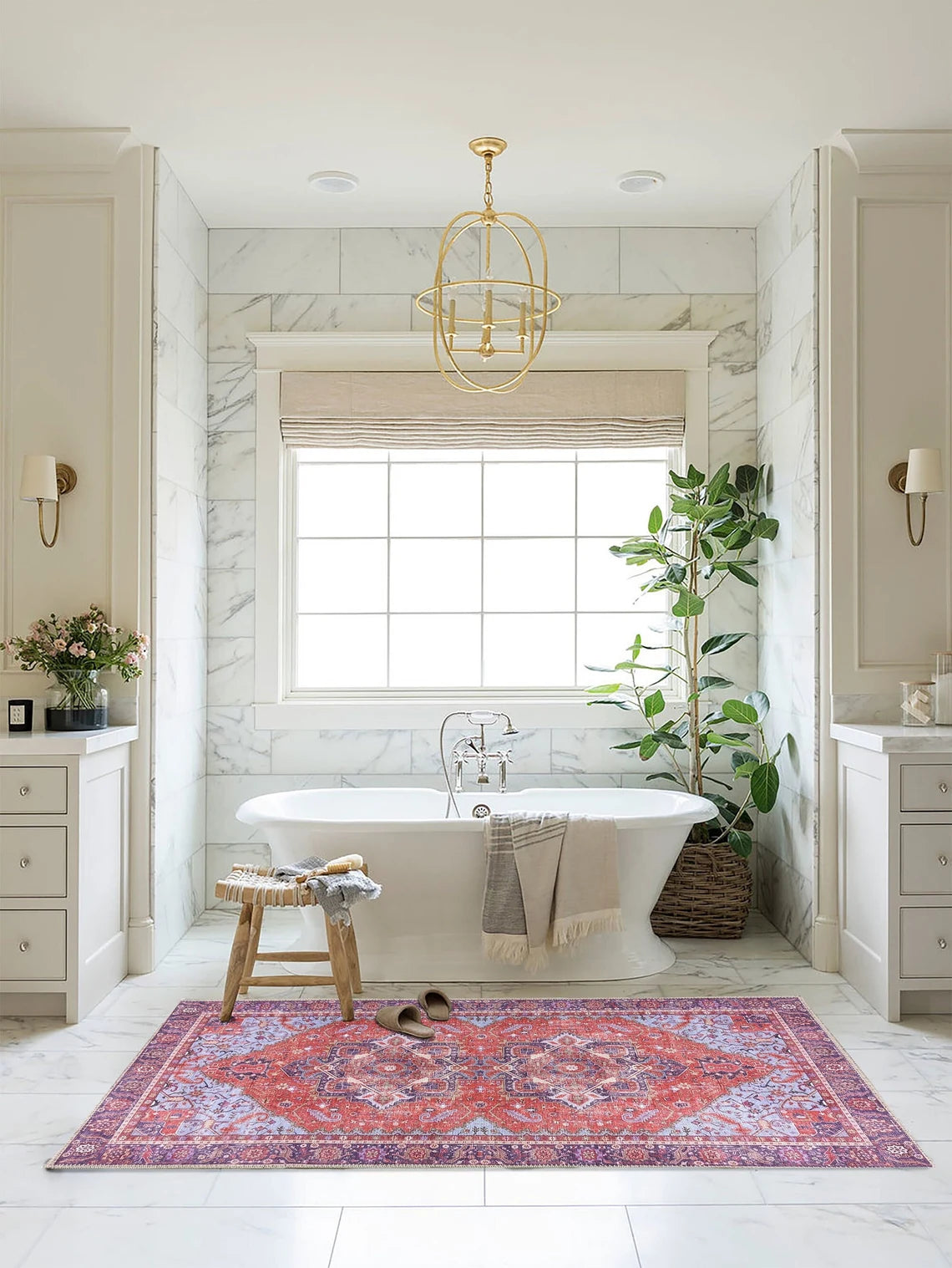 Lory Antique Red Blue Medallion Runner Rug