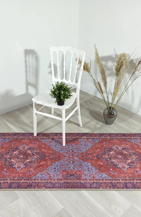 Lory Antique Red Blue Medallion Runner Rug