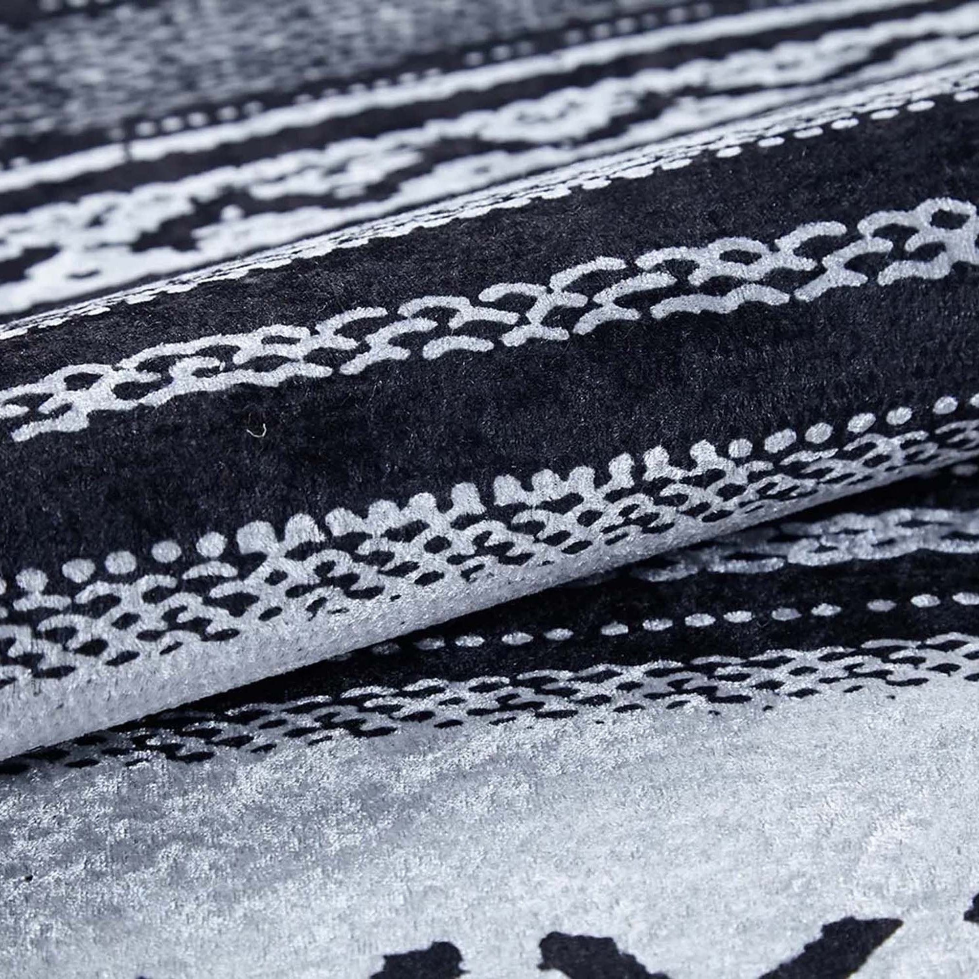 Lunda White Black Striped Rug