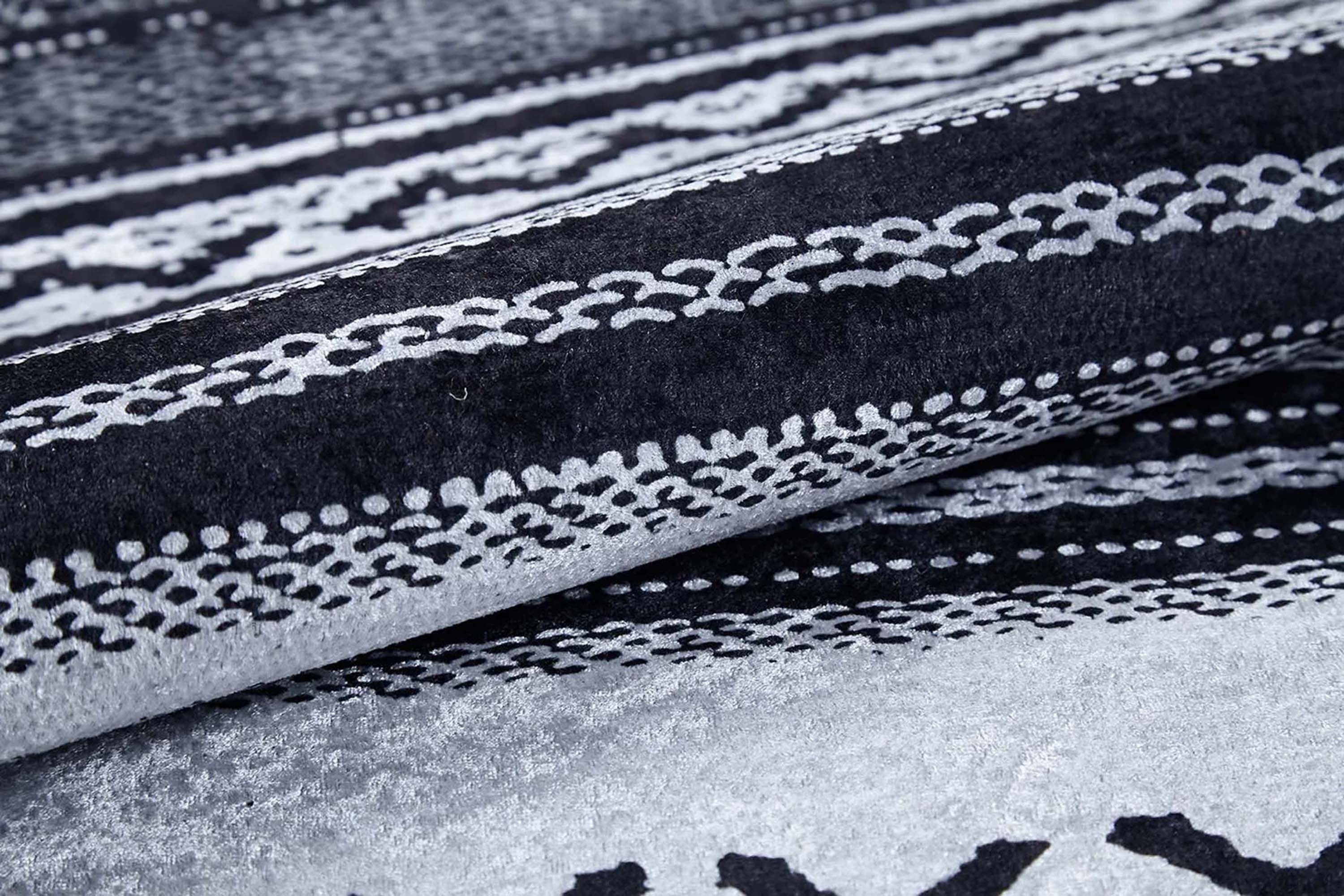 Lunda White Black Striped Rug