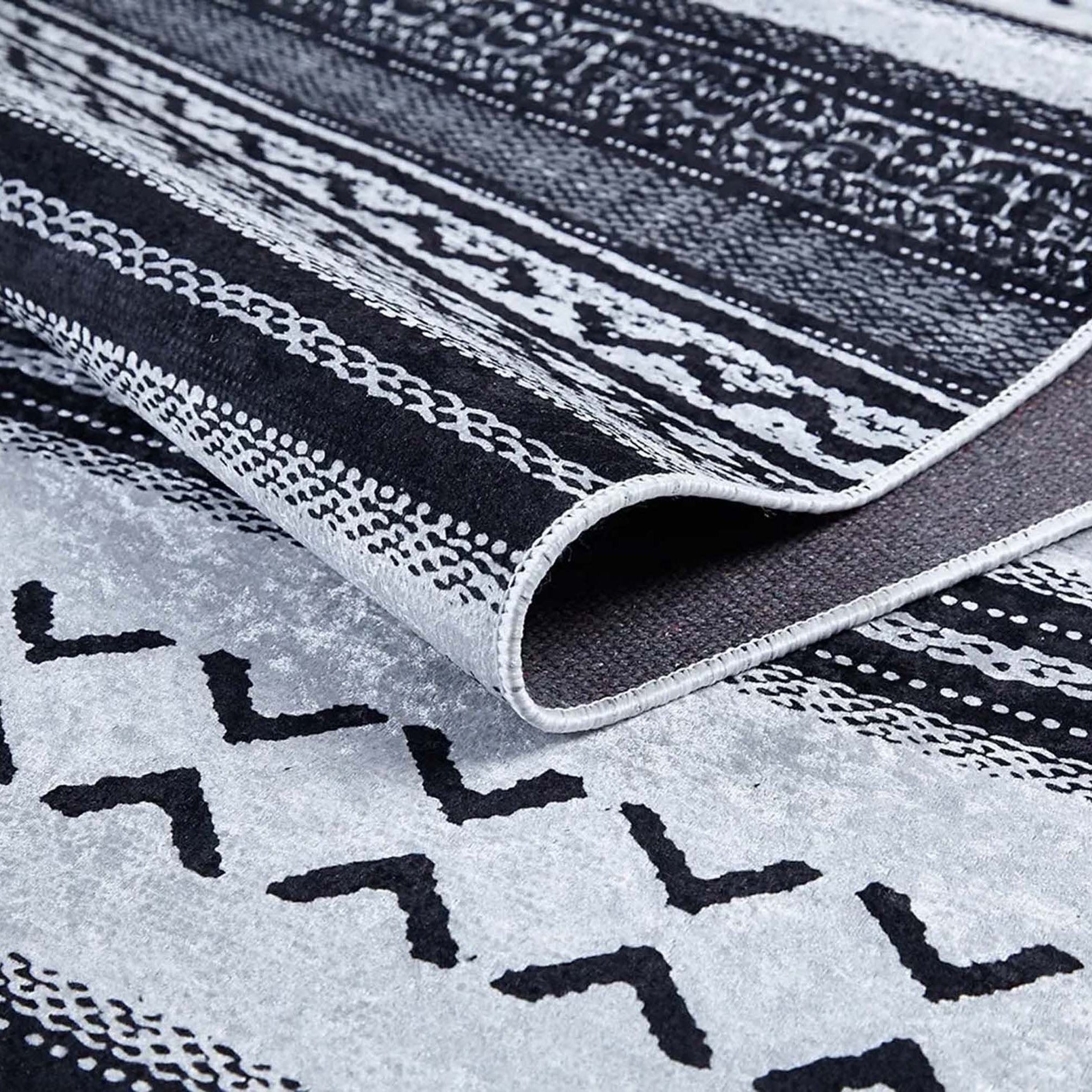 Lunda White Black Striped Rug