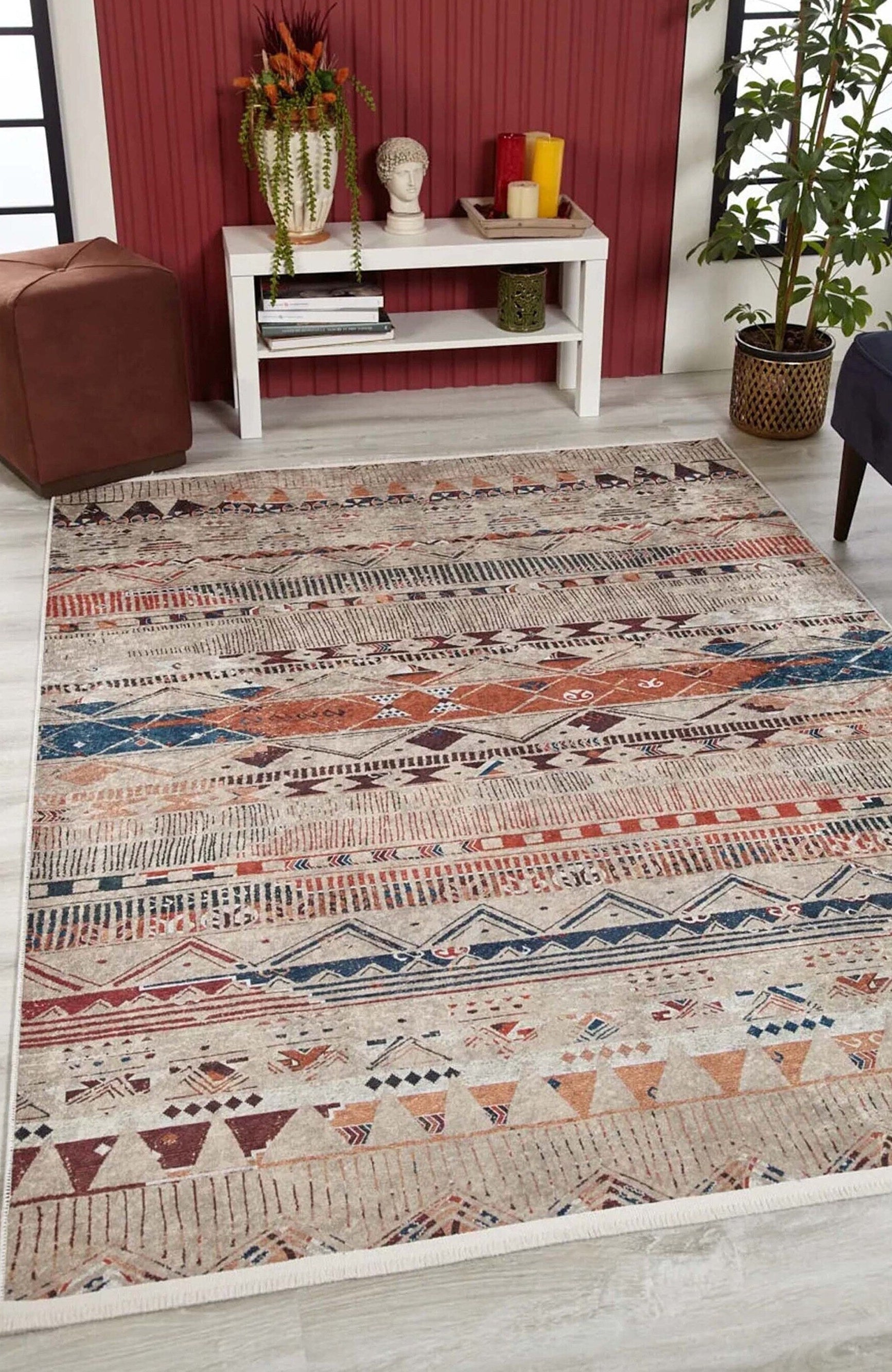 Lupa Turkish Kilim Gray Beige Rug