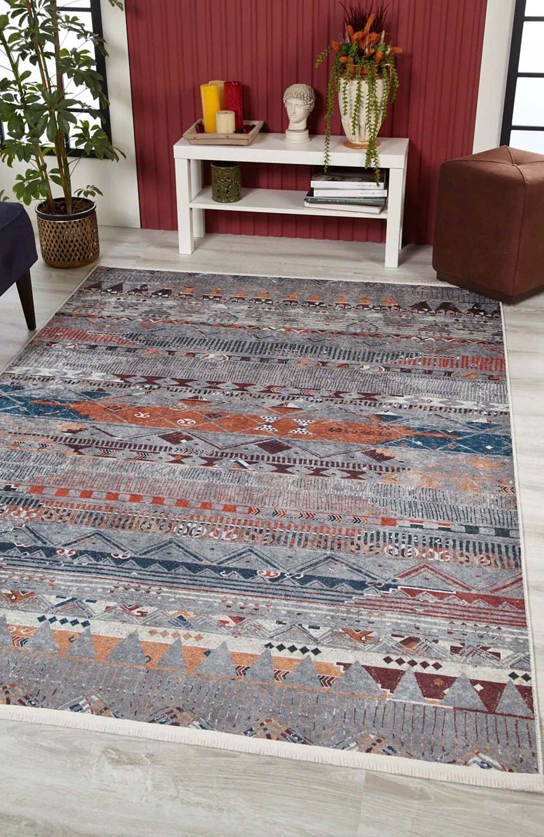 Lupa Turkish Kilim Gray Beige Rug