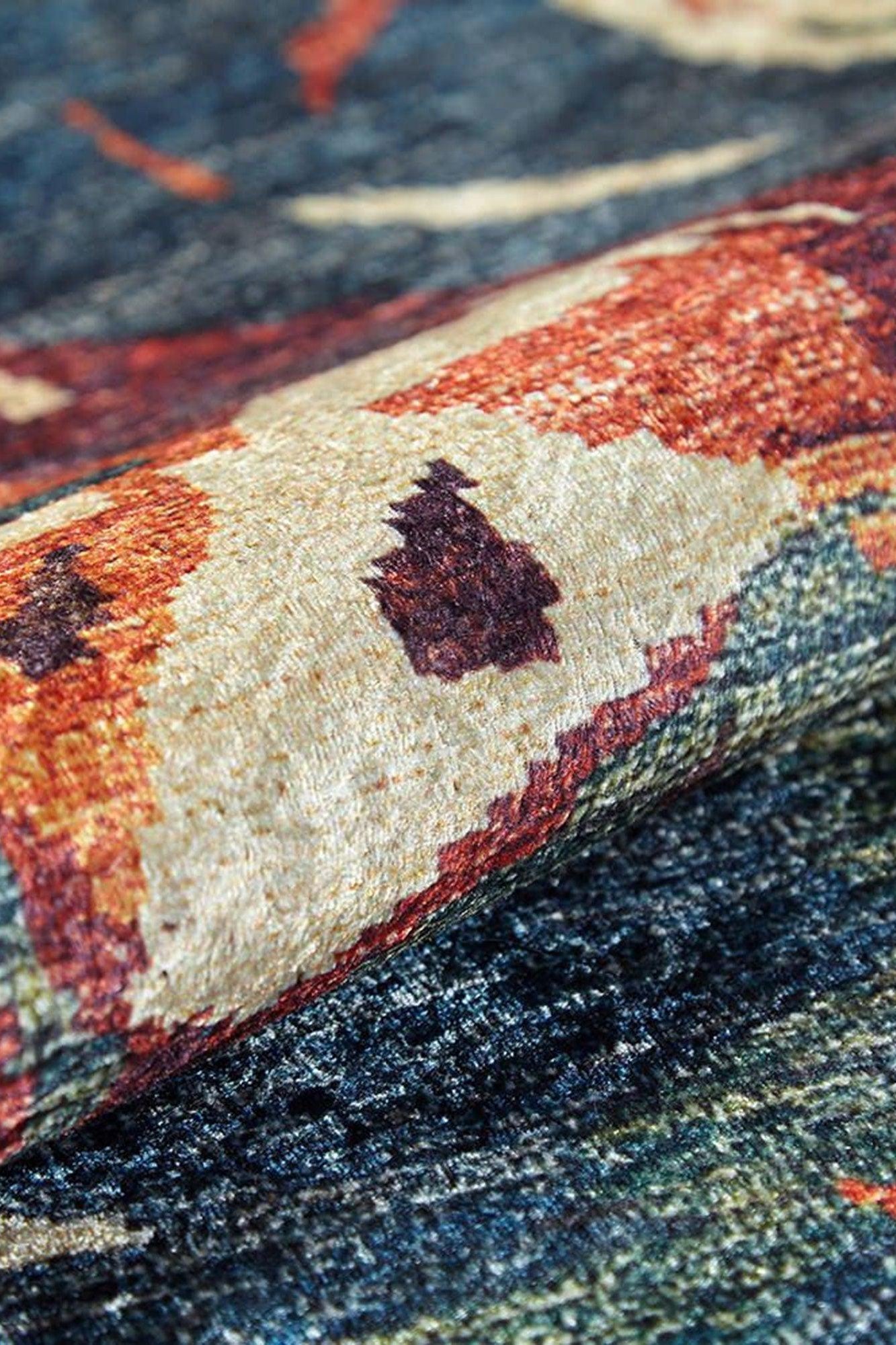 Luxa Modern Red Beige Blue Orange Rug