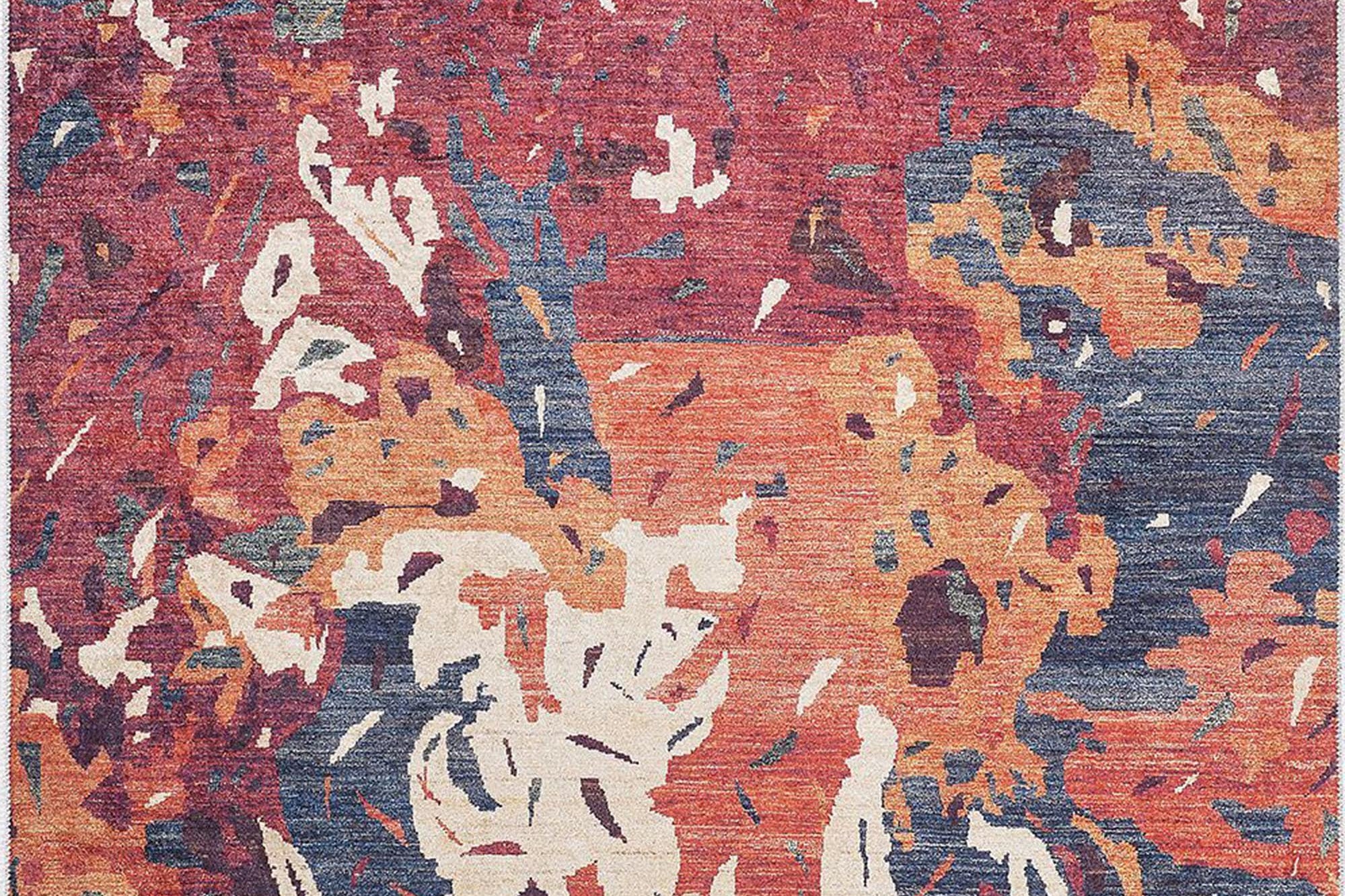 Luxa Modern Red Beige Blue Orange Rug