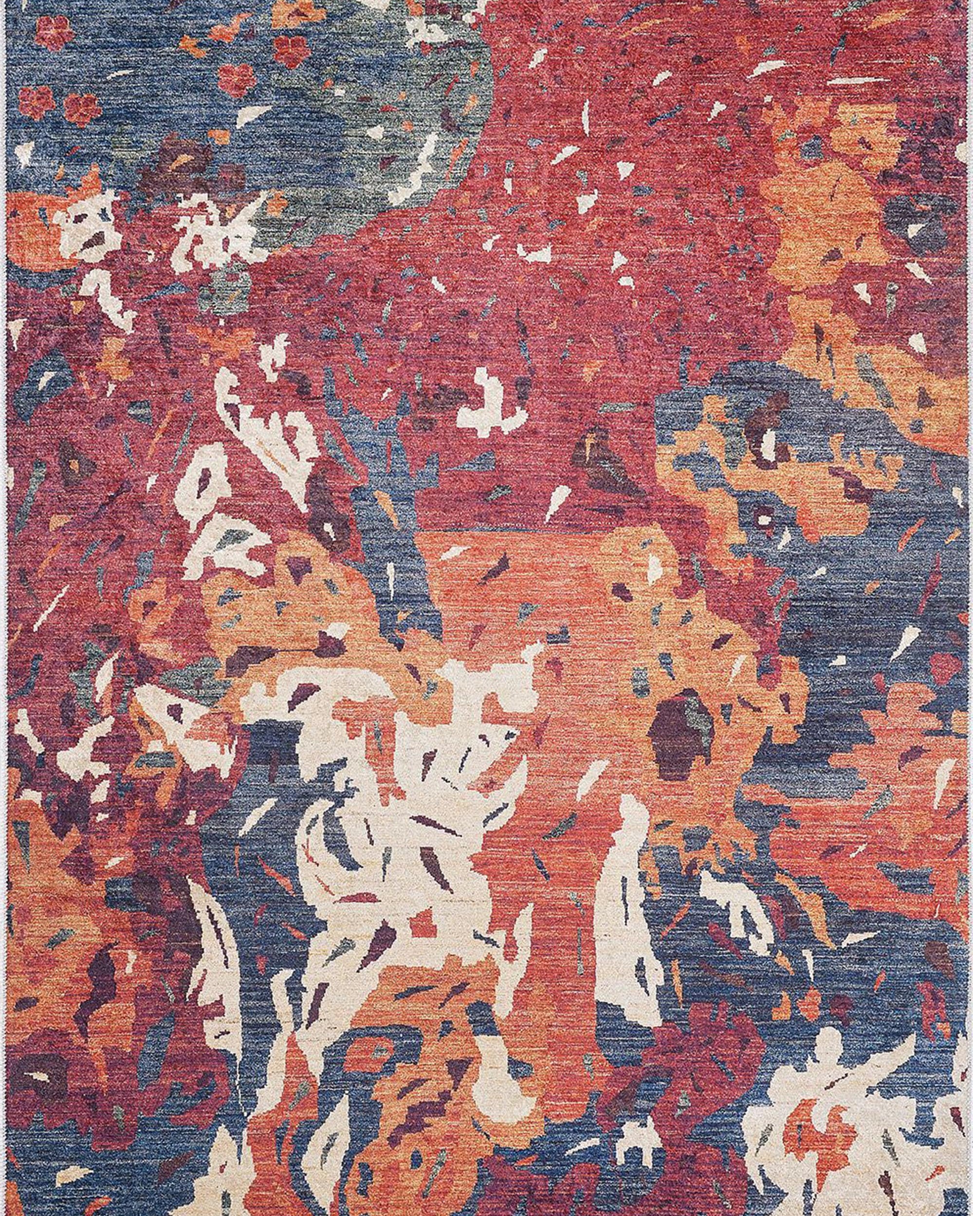 Luxa Modern Red Beige Blue Orange Rug