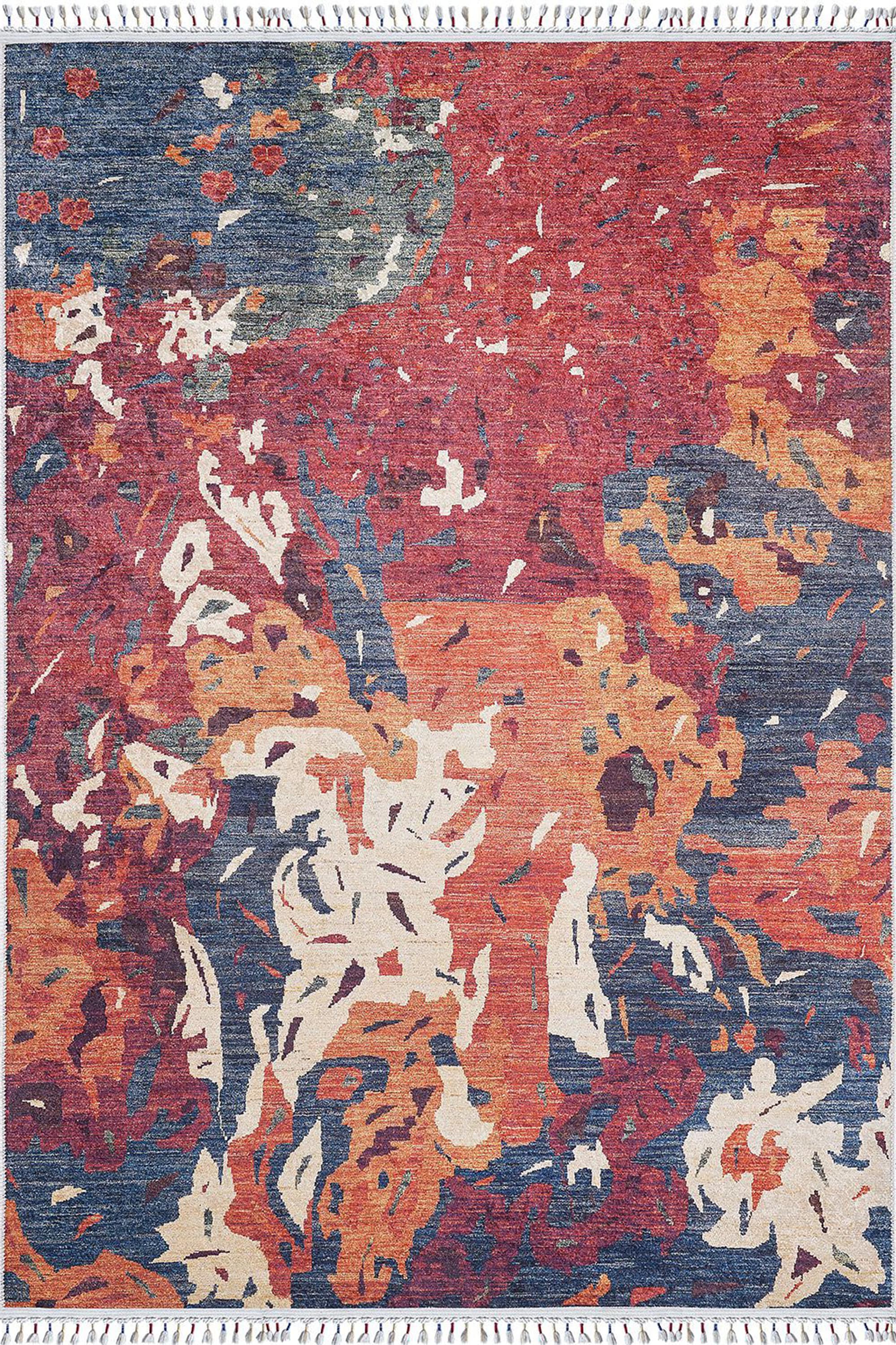 Luxa Modern Red Beige Blue Orange Rug