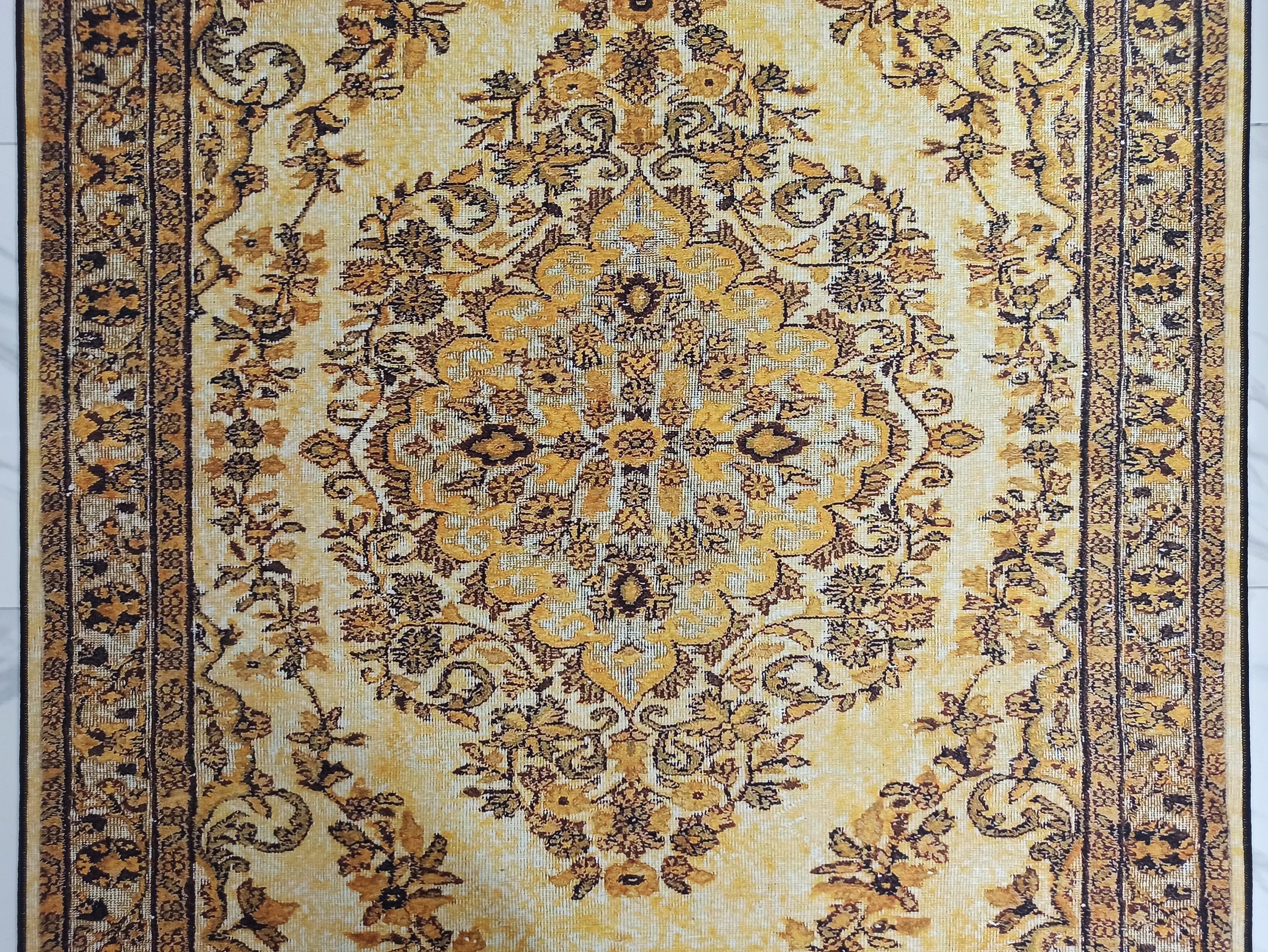 Lydia Rug Turkish faded yellow & Black Rug