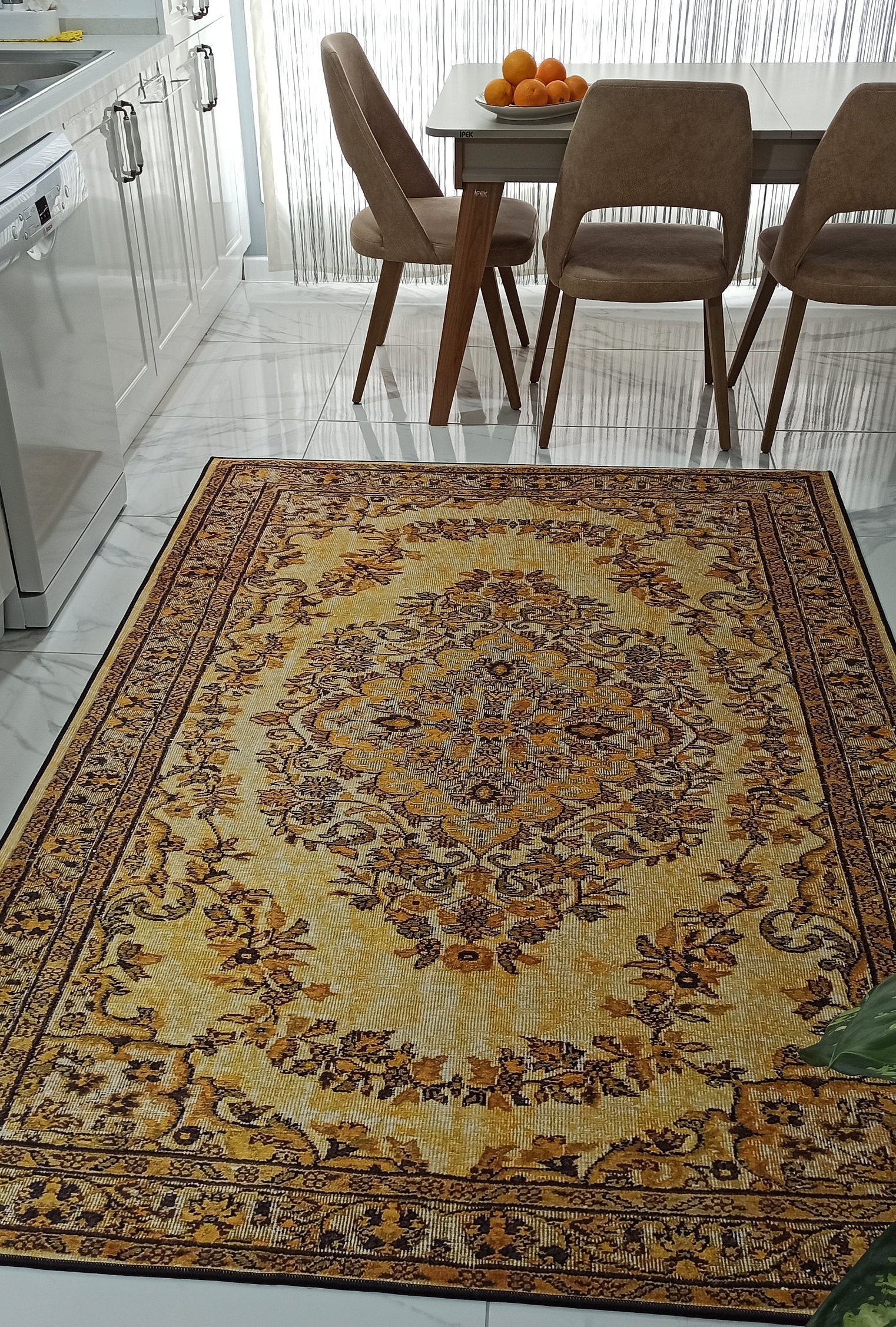 Lydia Rug Turkish faded yellow & Black Rug