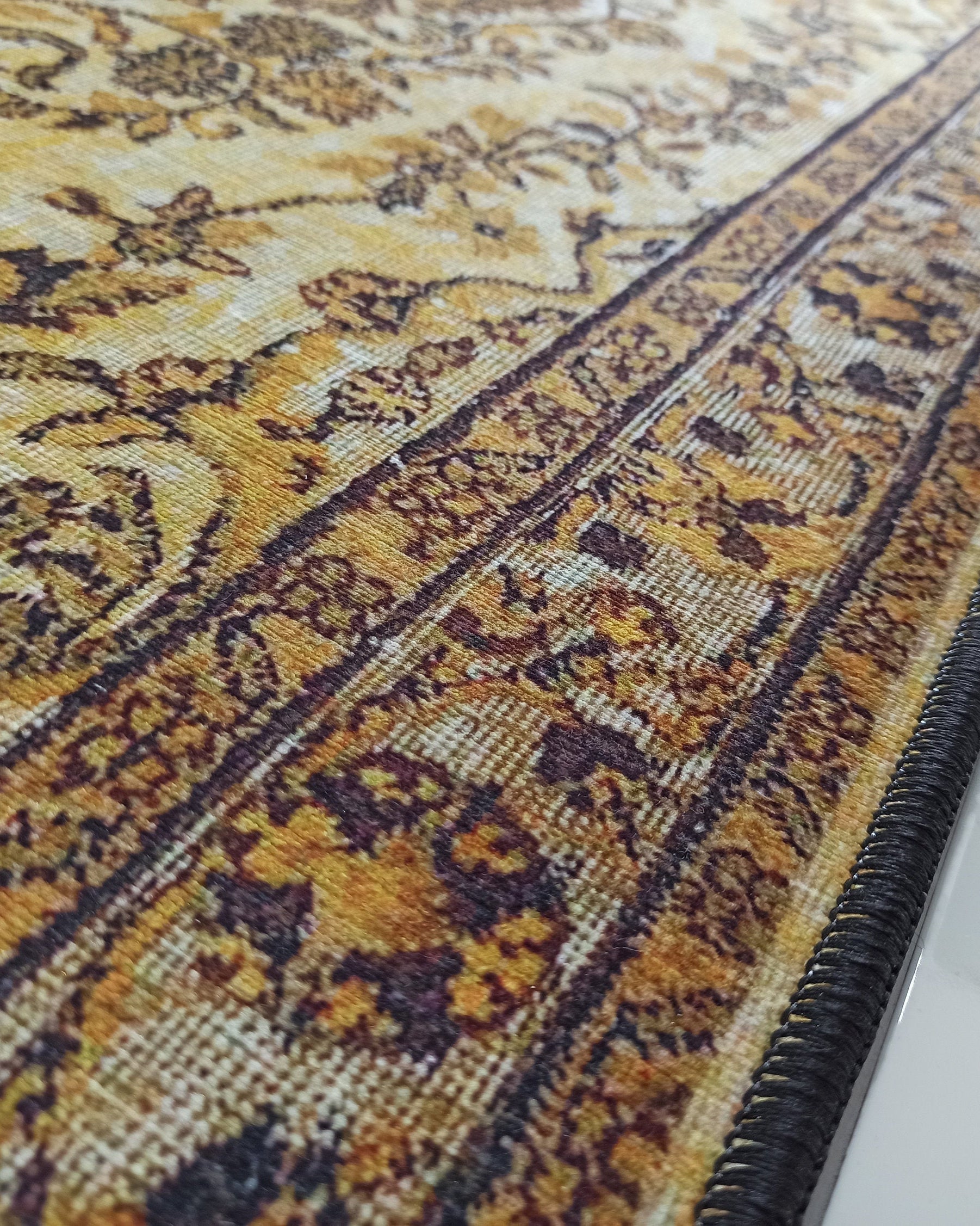 Lydia Rug Turkish faded yellow & Black Rug