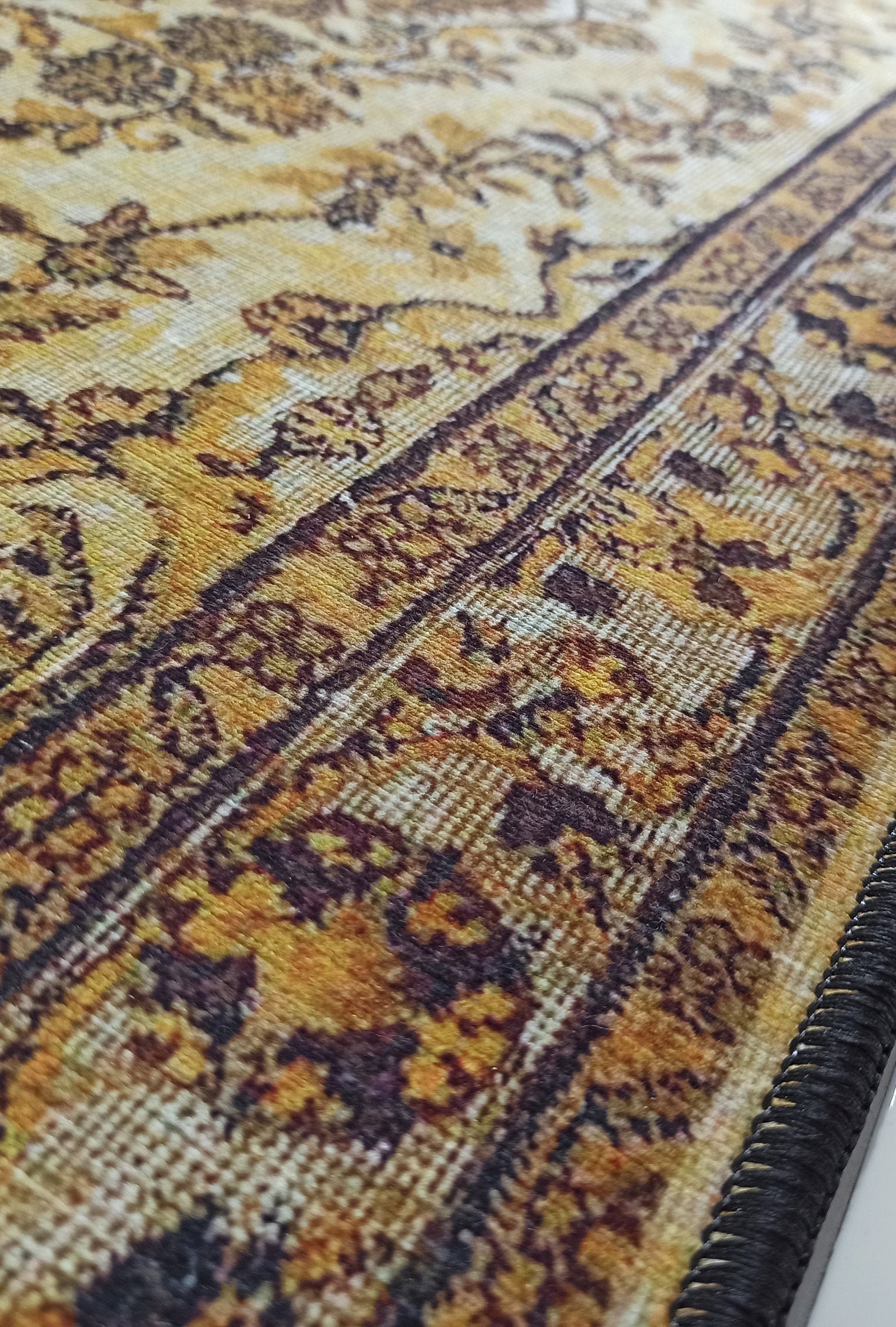 Lydia Rug Turkish faded yellow & Black Rug