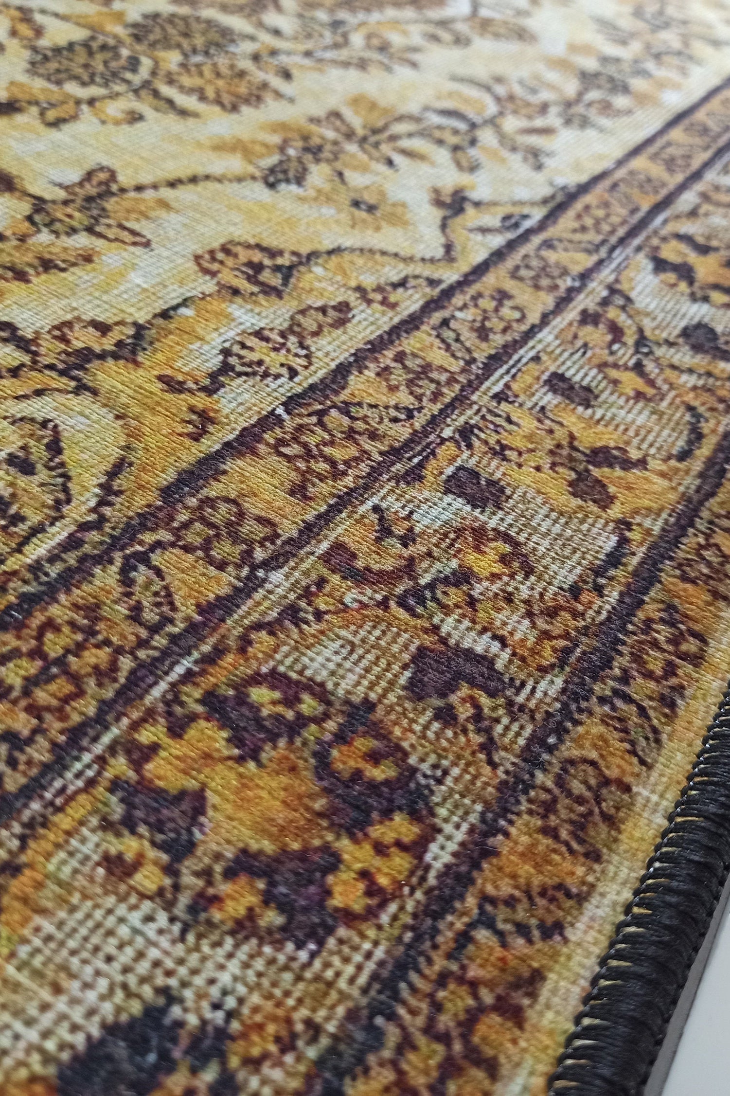 Lydia Rug Turkish faded yellow & Black Rug