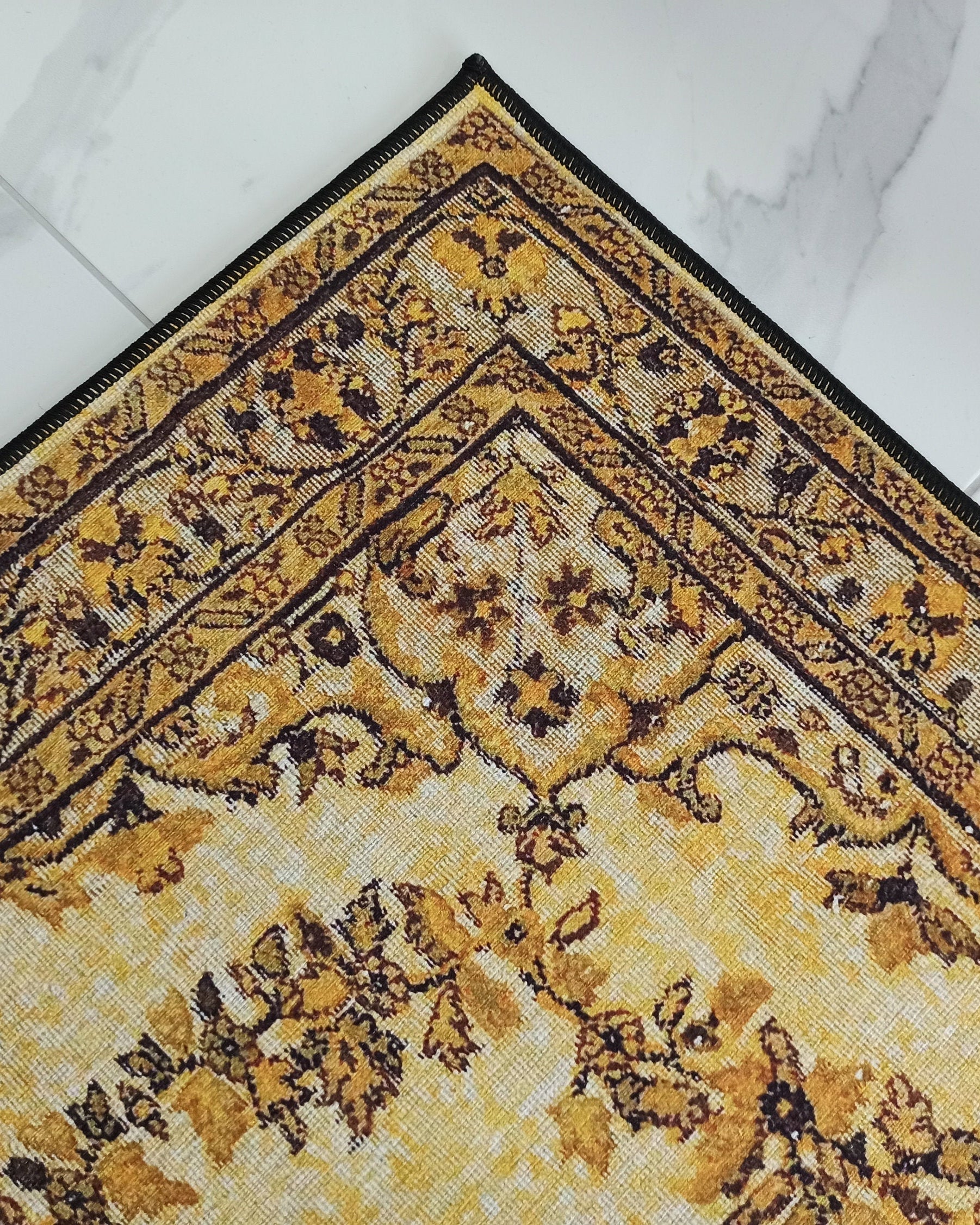 Lydia Rug Turkish faded yellow & Black Rug