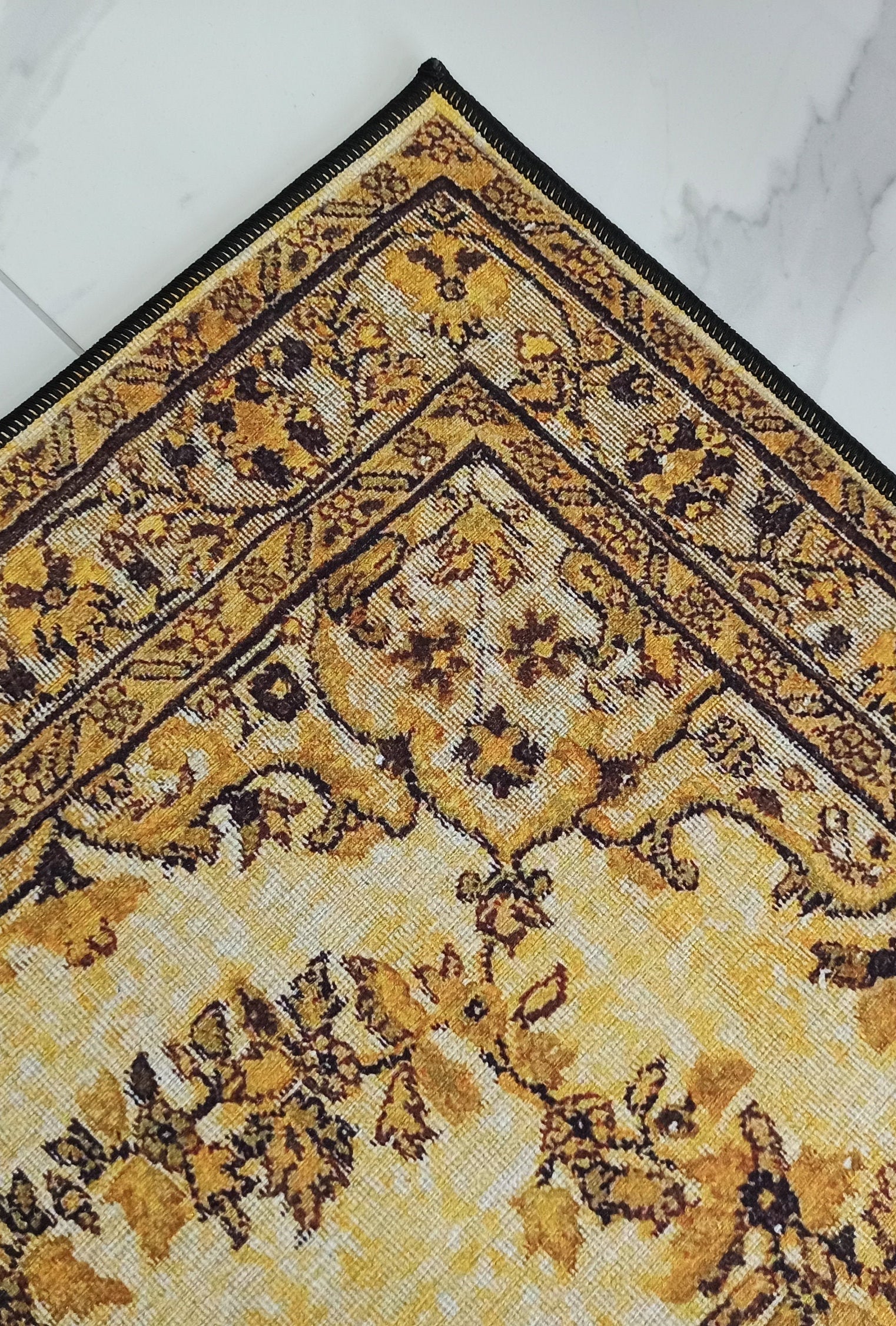 Lydia Rug Turkish faded yellow & Black Rug