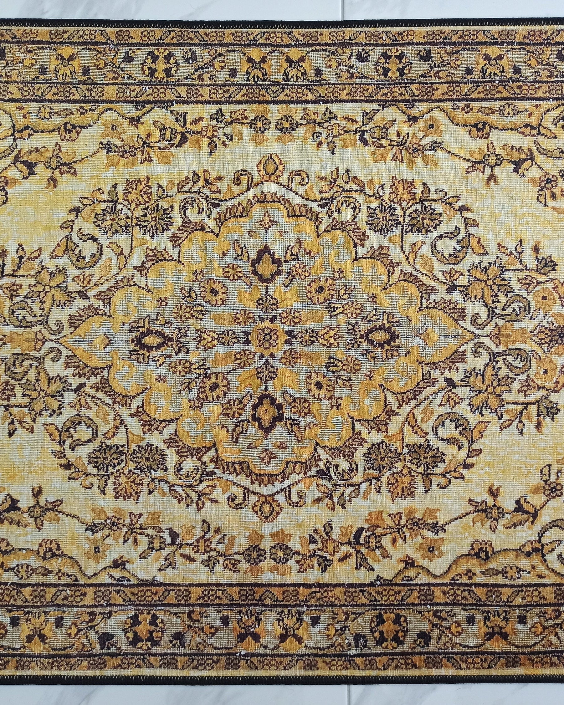 Lydia Rug Turkish faded yellow & Black Rug