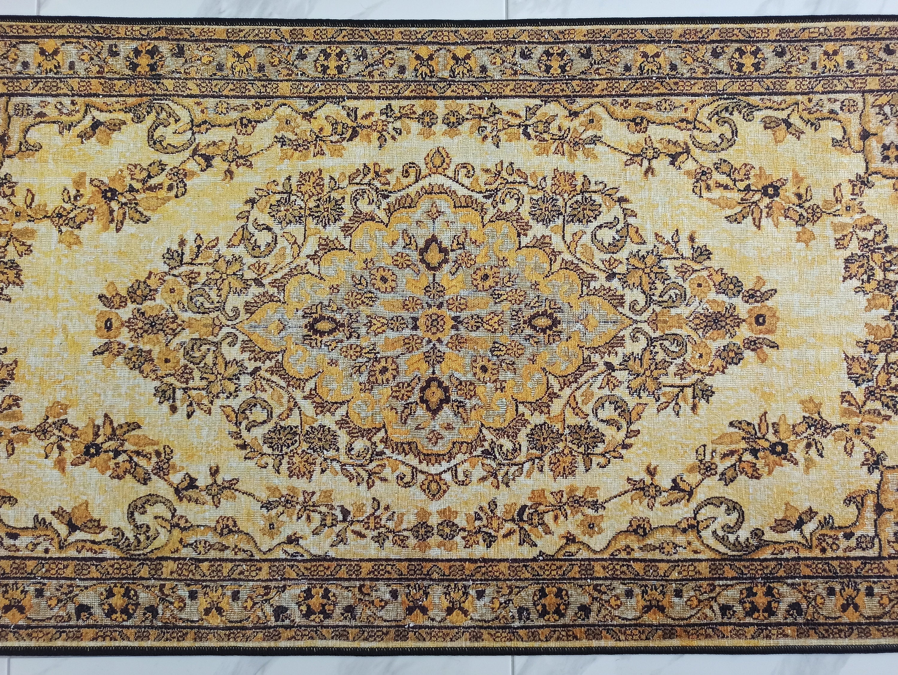 Lydia Rug Turkish faded yellow & Black Rug