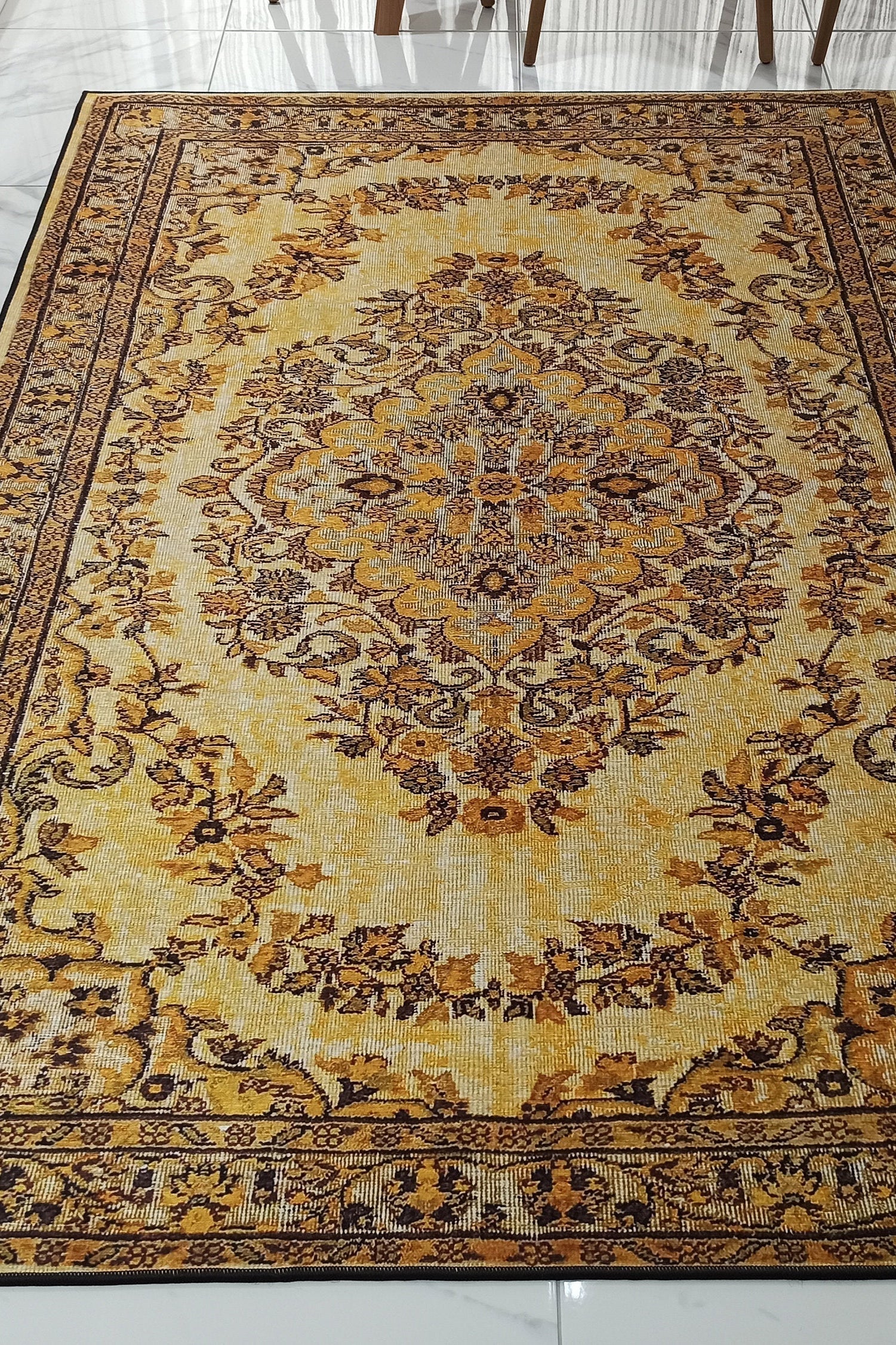 Lydia Rug Turkish faded yellow & Black Rug