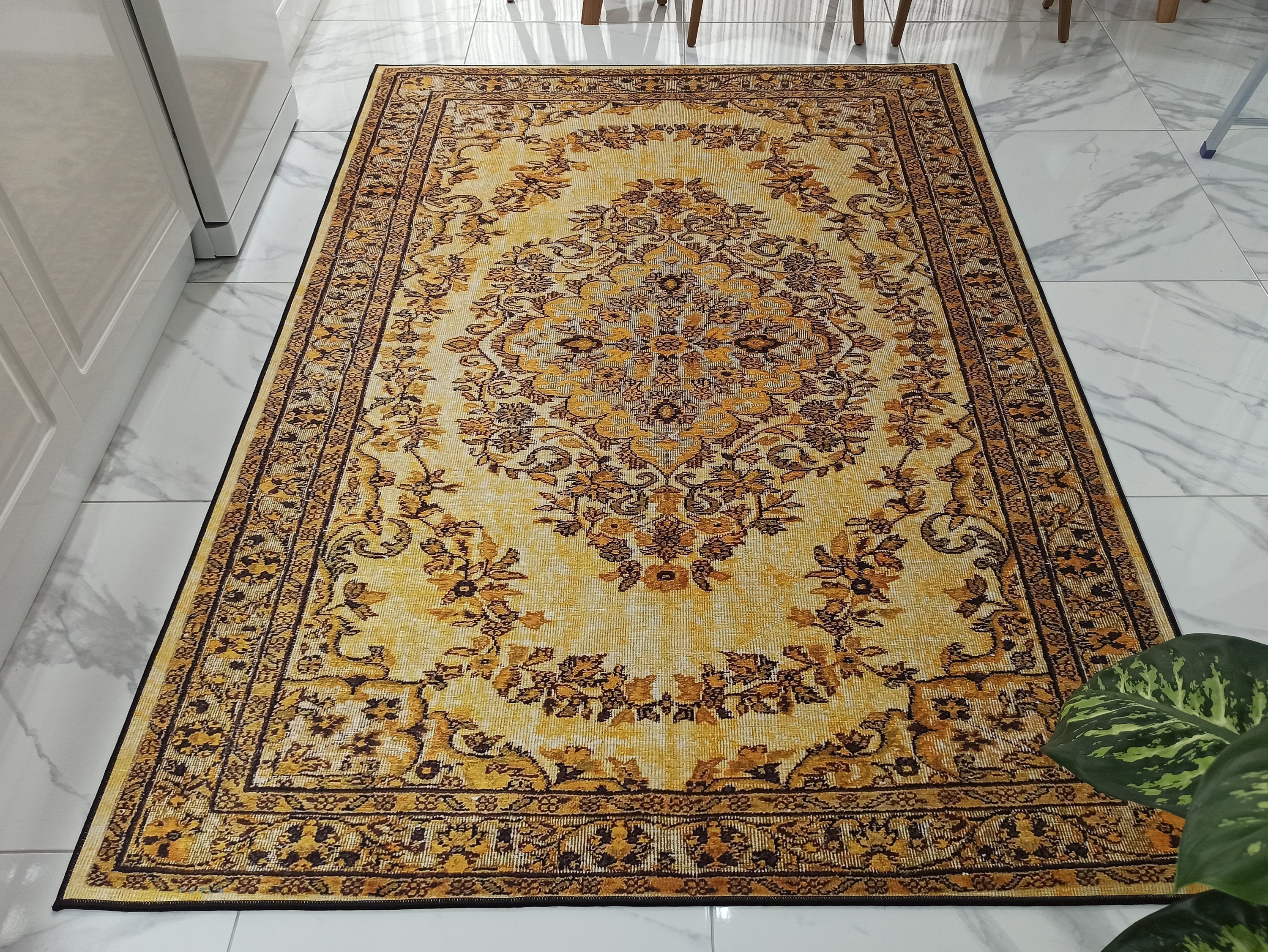 Lydia Rug Turkish faded yellow & Black Rug