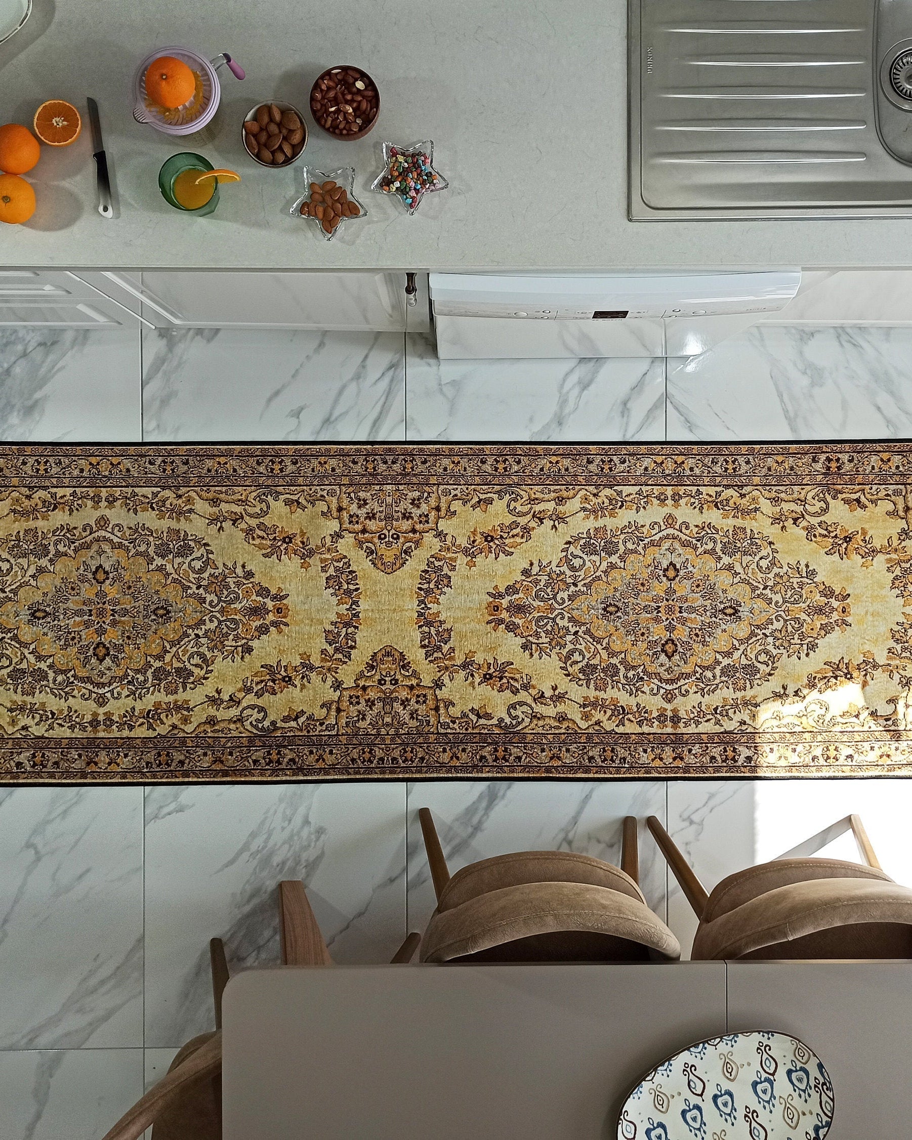 Lydia Rug Turkish faded yellow & Black Rug