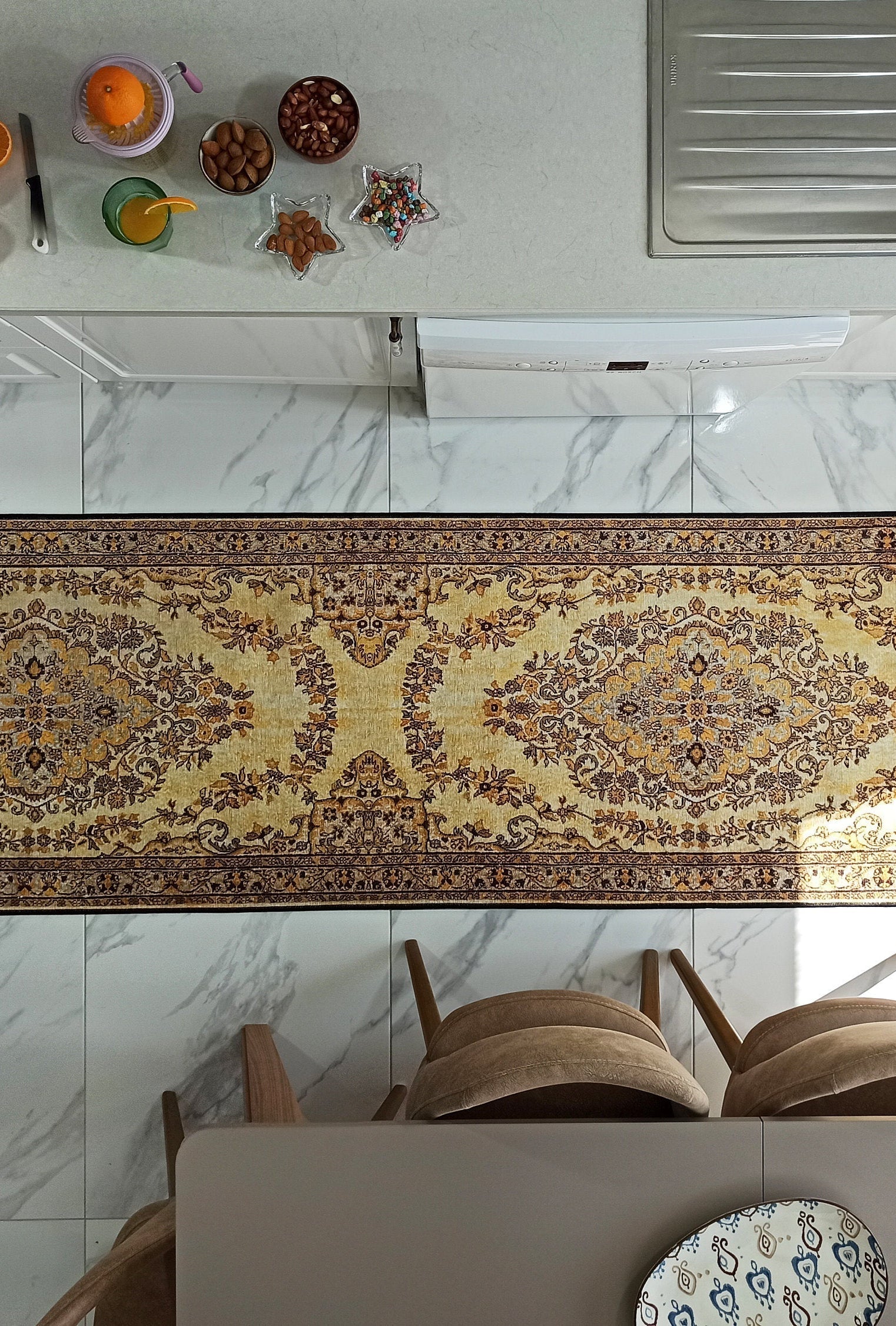 Lydia Rug Turkish faded yellow & Black Rug