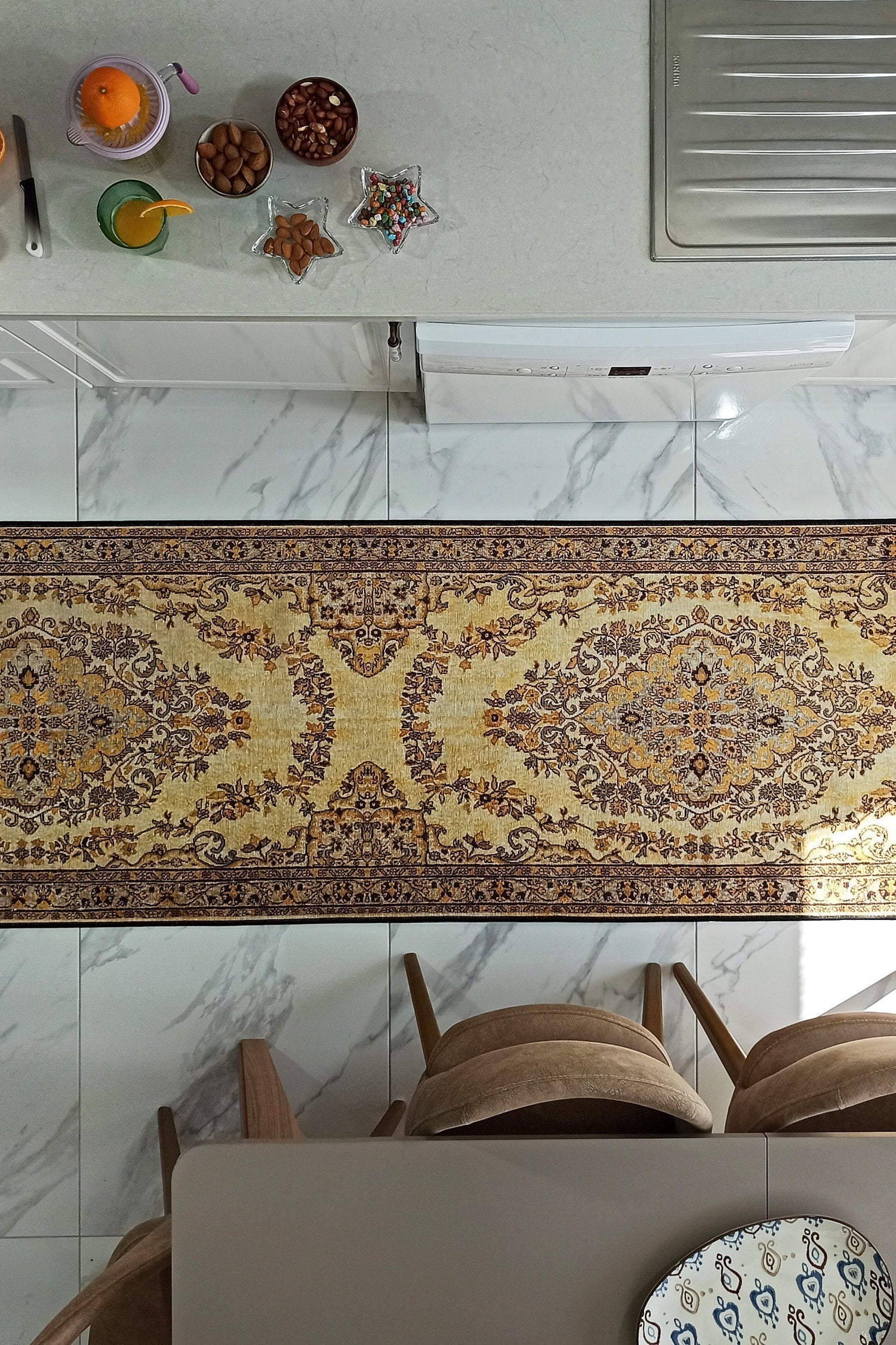 Lydia Rug Turkish faded yellow & Black Rug