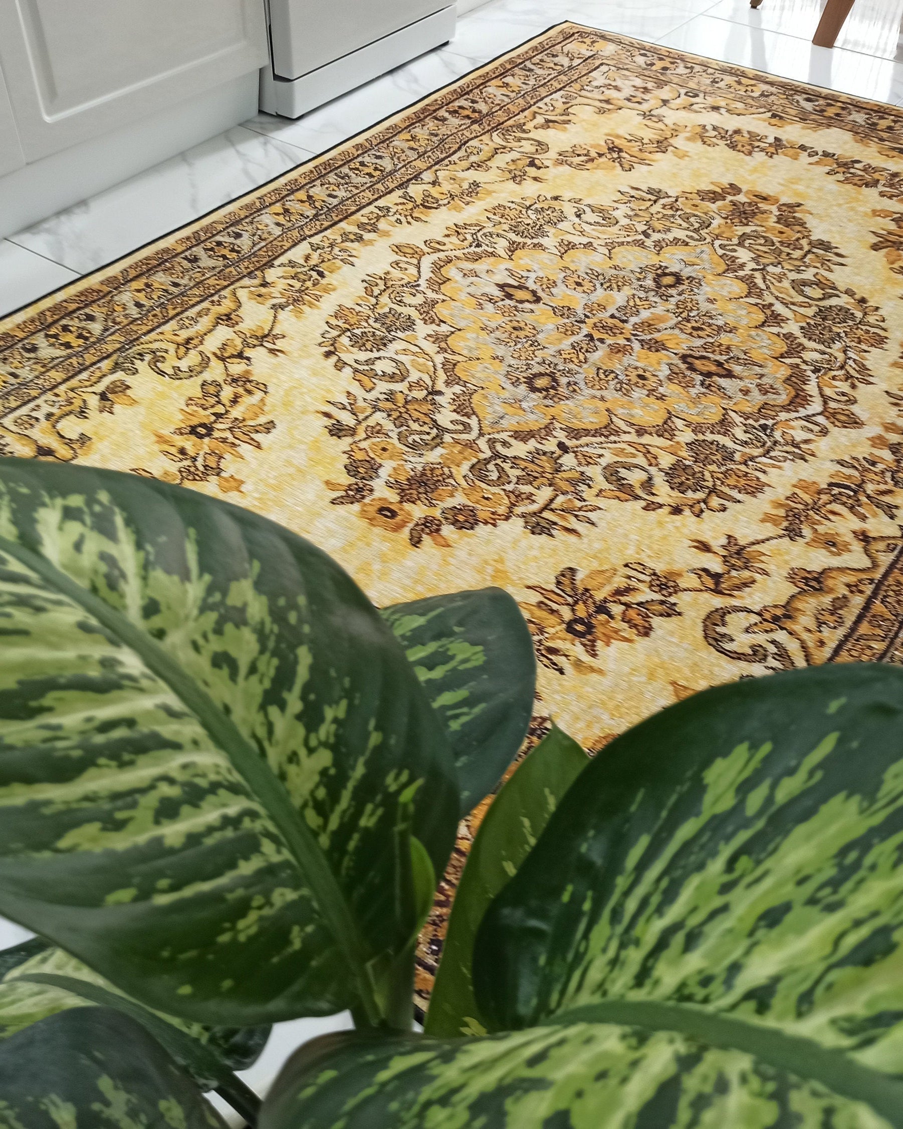 Lydia Rug Turkish faded yellow & Black Rug