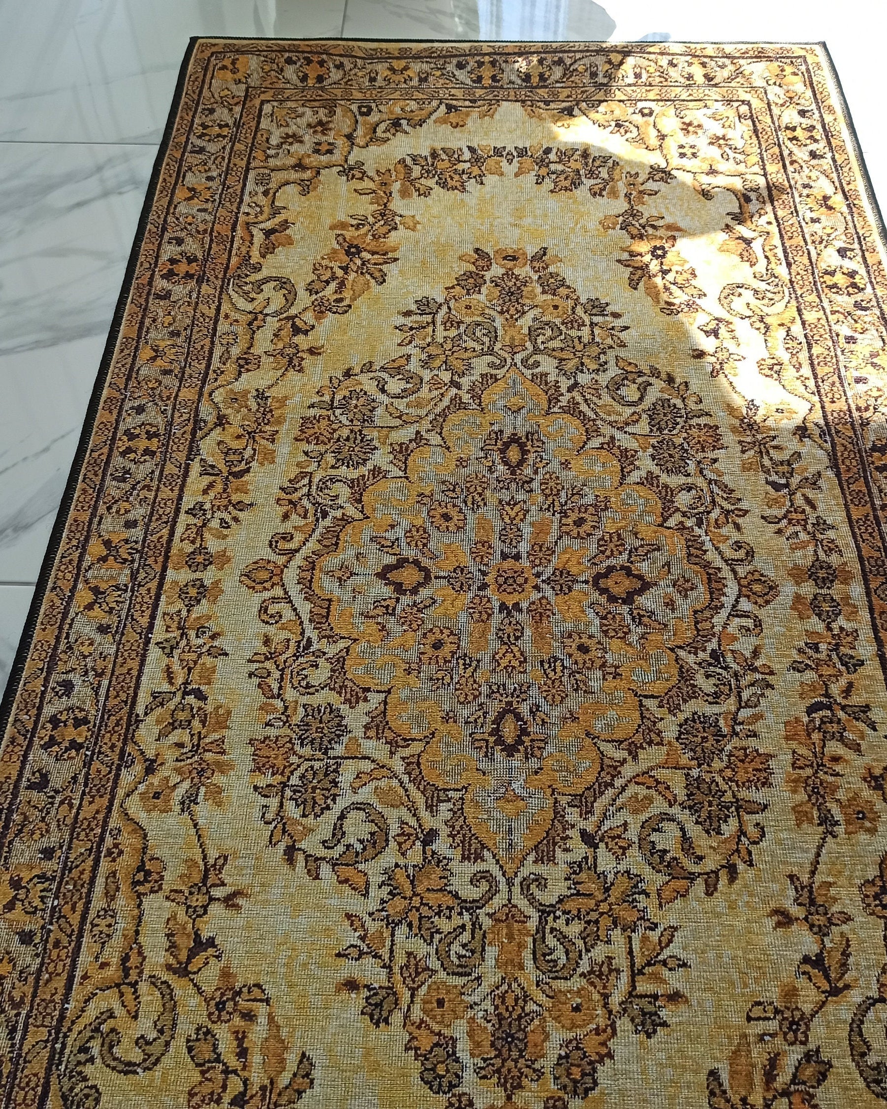 Lydia Rug Turkish faded yellow & Black Rug