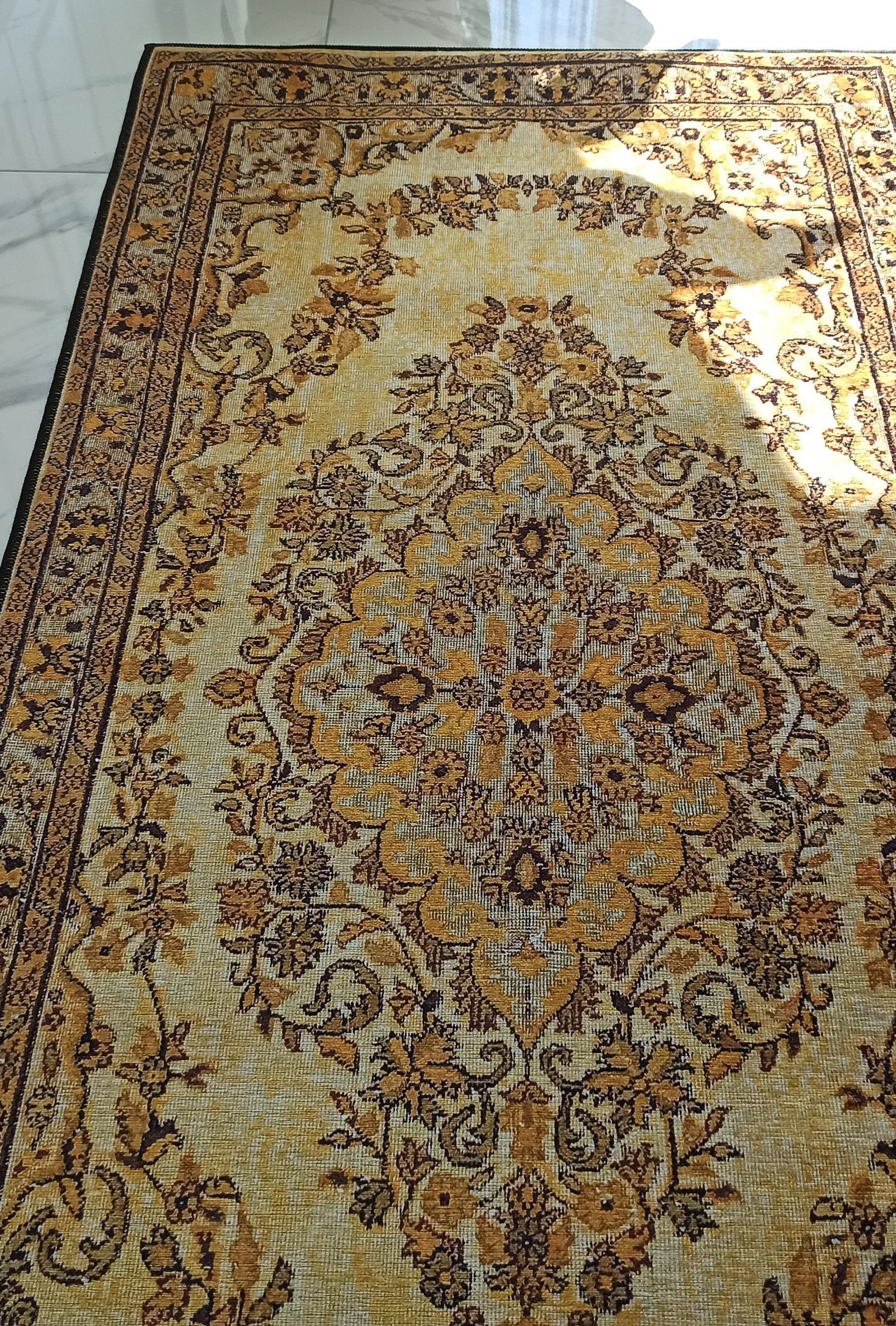 Lydia Rug Turkish faded yellow & Black Rug