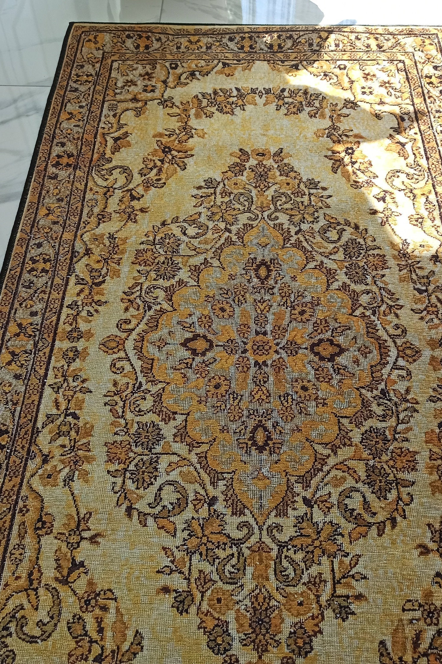 Lydia Rug Turkish faded yellow & Black Rug