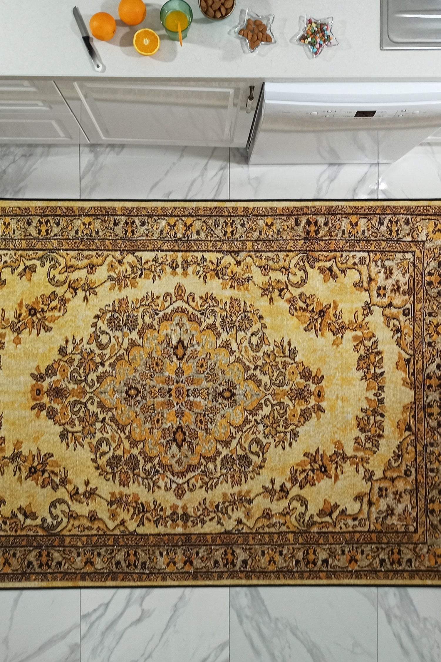 Lydia Rug Turkish faded yellow & Black Rug