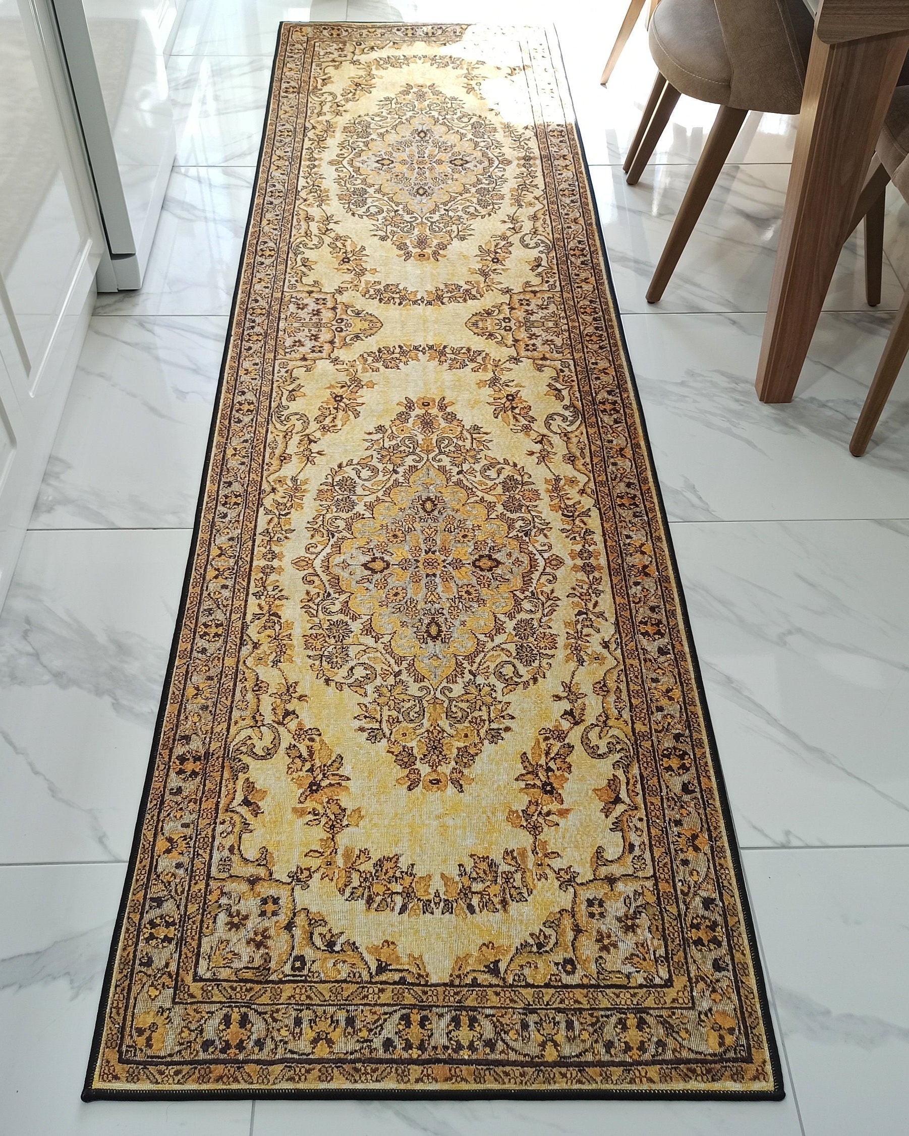 Lydia Rug Turkish faded yellow & Black Rug