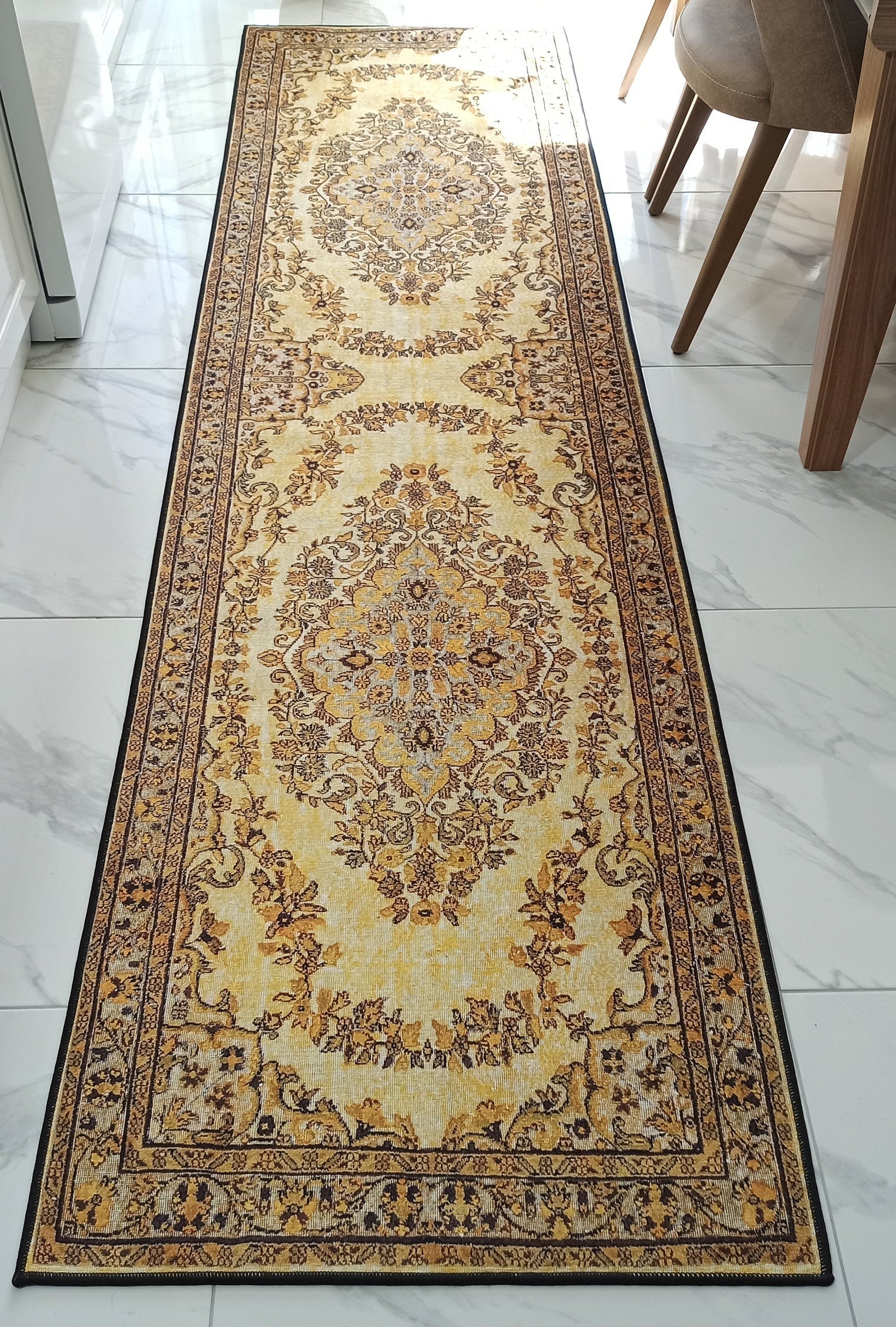 Lydia Rug Turkish faded yellow & Black Rug
