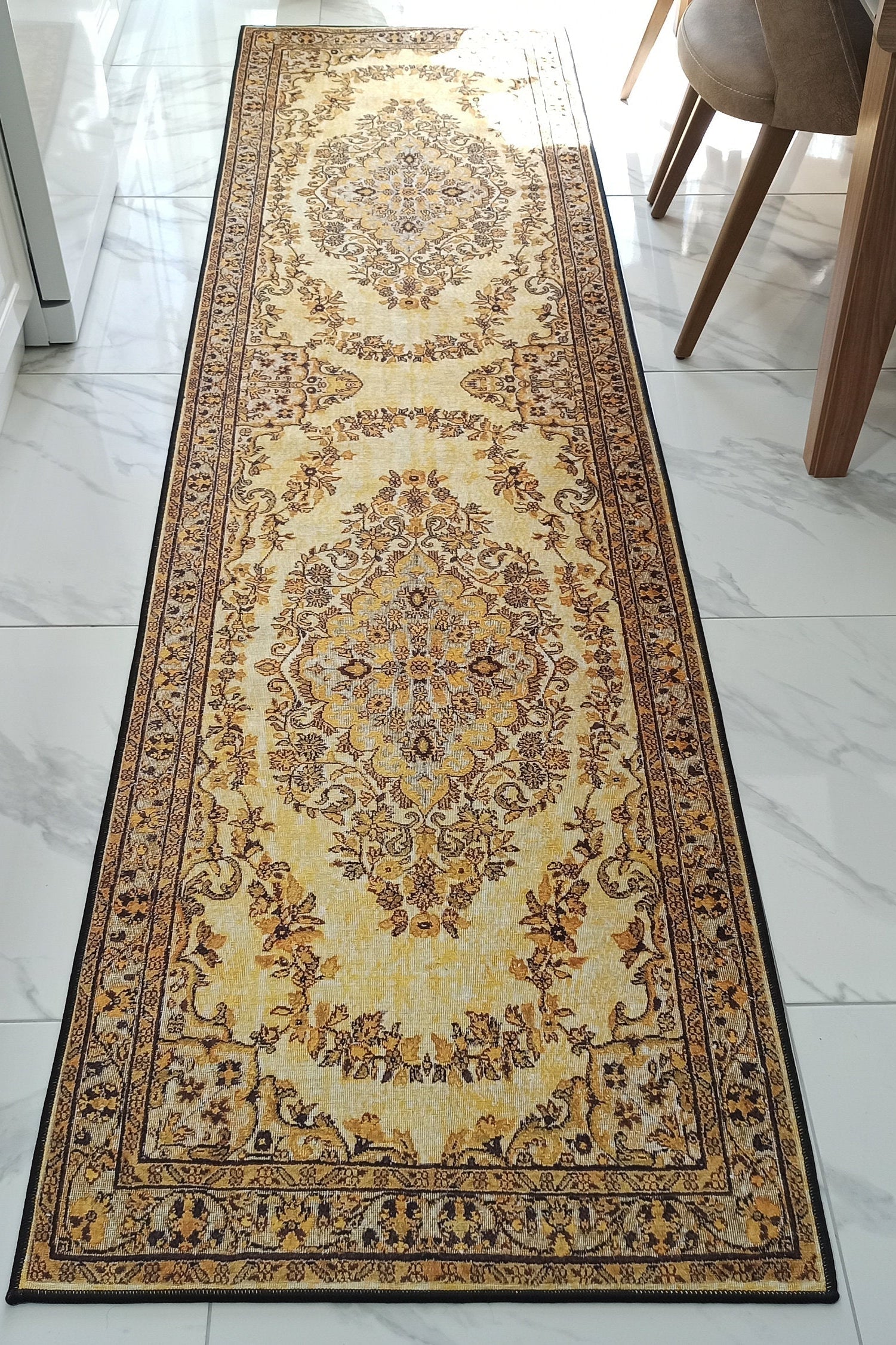 Lydia Rug Turkish faded yellow & Black Rug