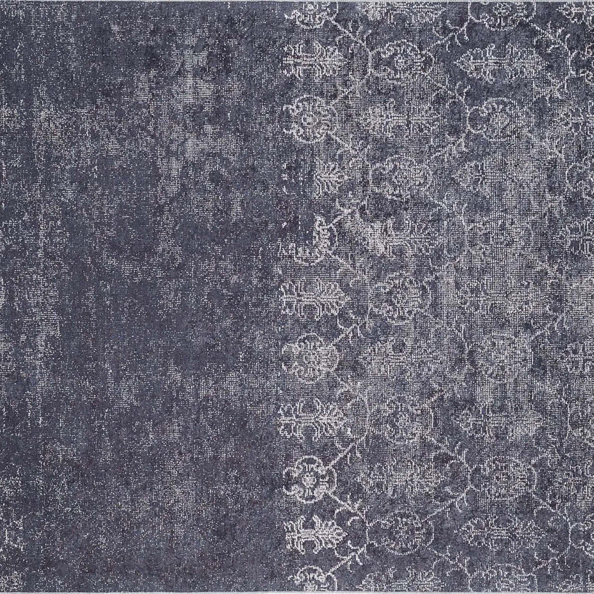 Magna Turkish White Floral Black Rug