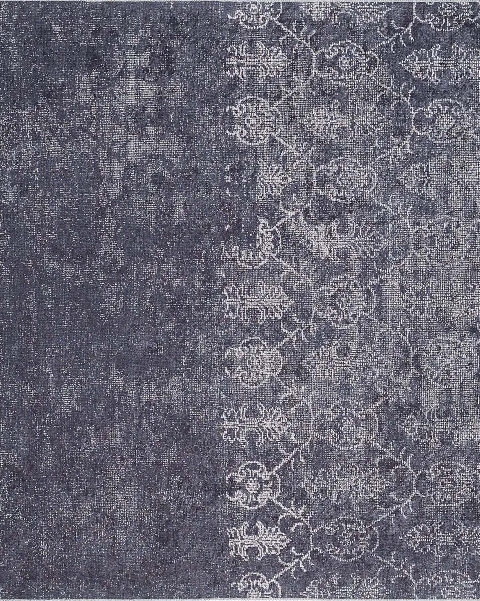 Magna Turkish White Floral Black Rug