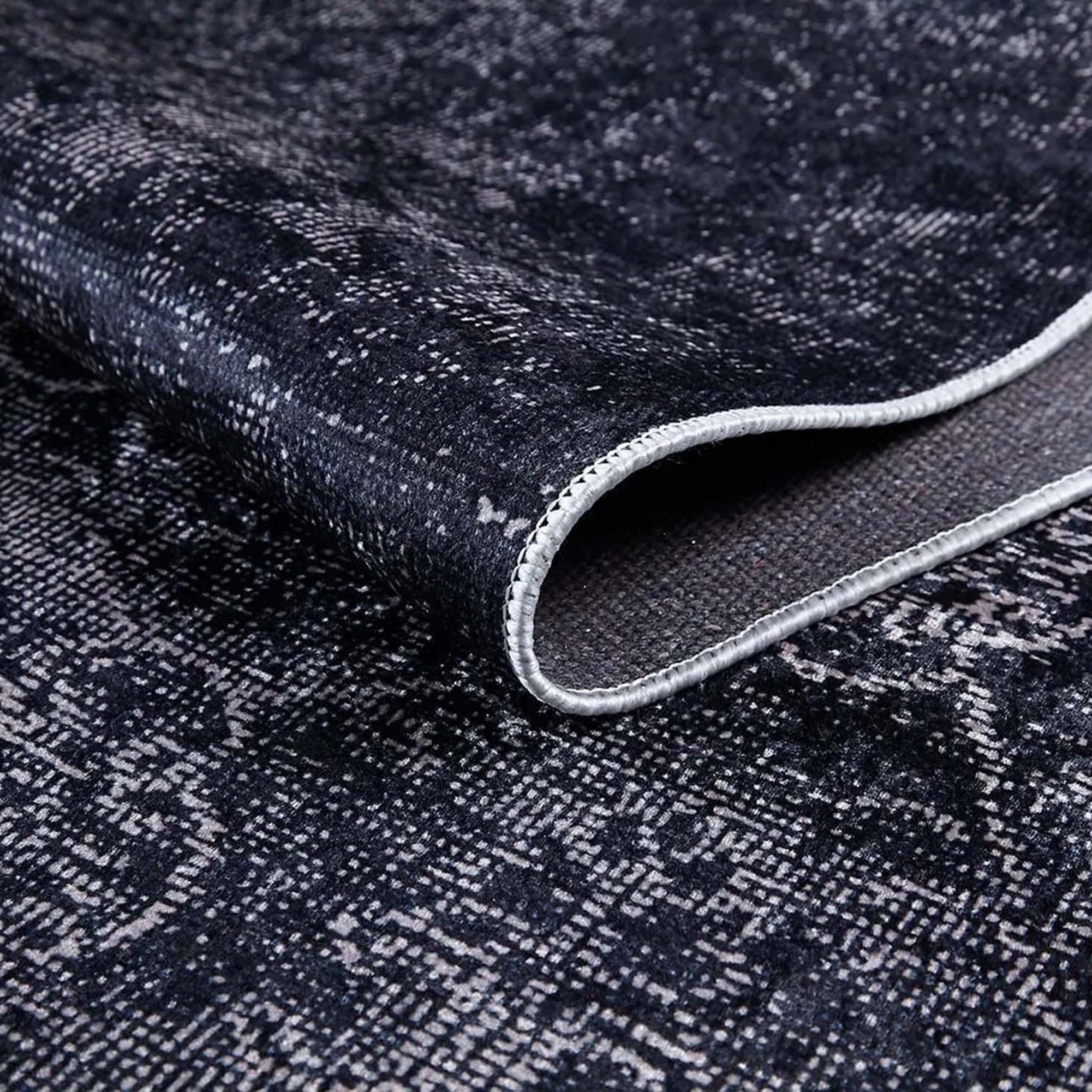 Magna Turkish White Floral Black Rug